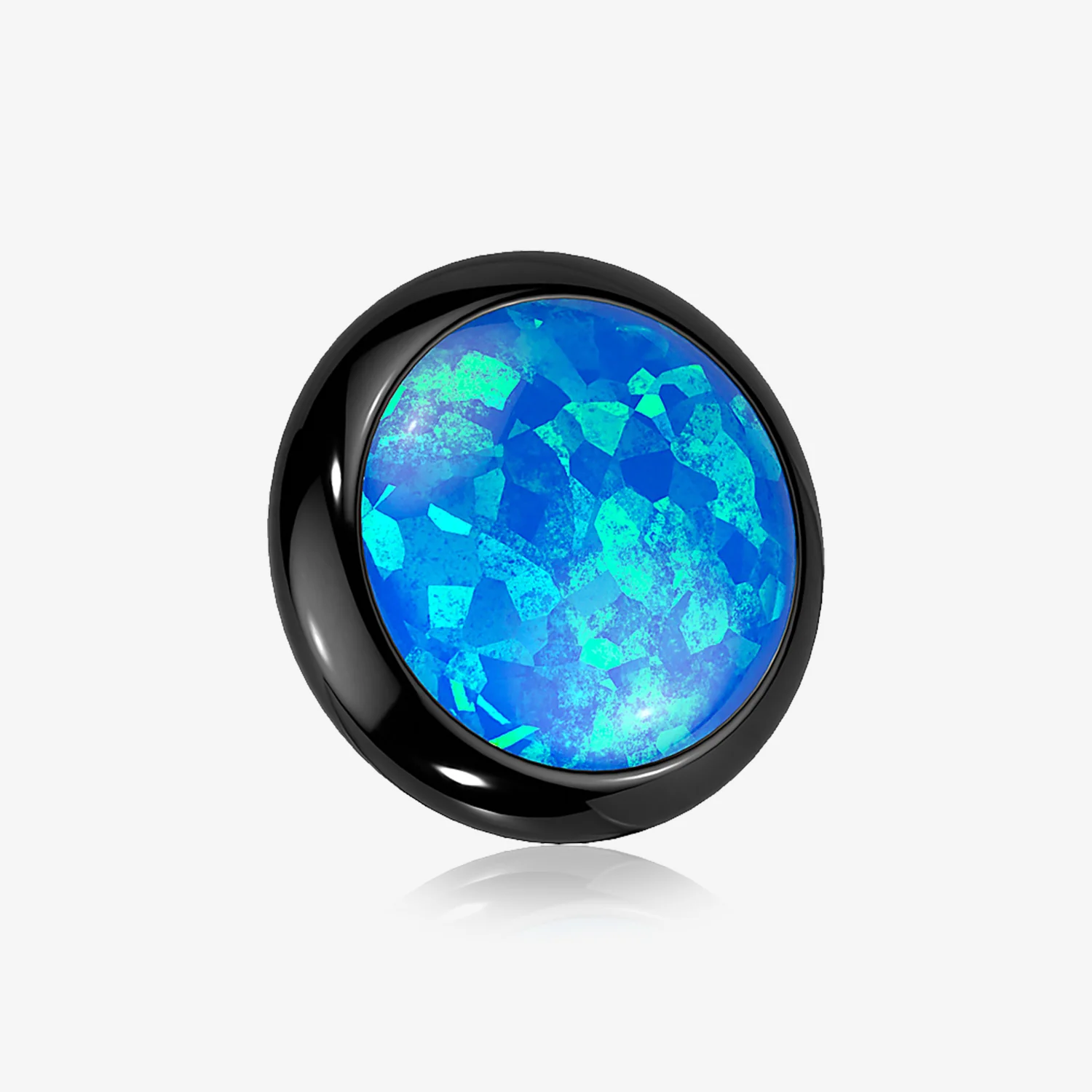 Implant Grade Titanium Blackline Internally Threaded Bezel Set Round Fire Opal Part