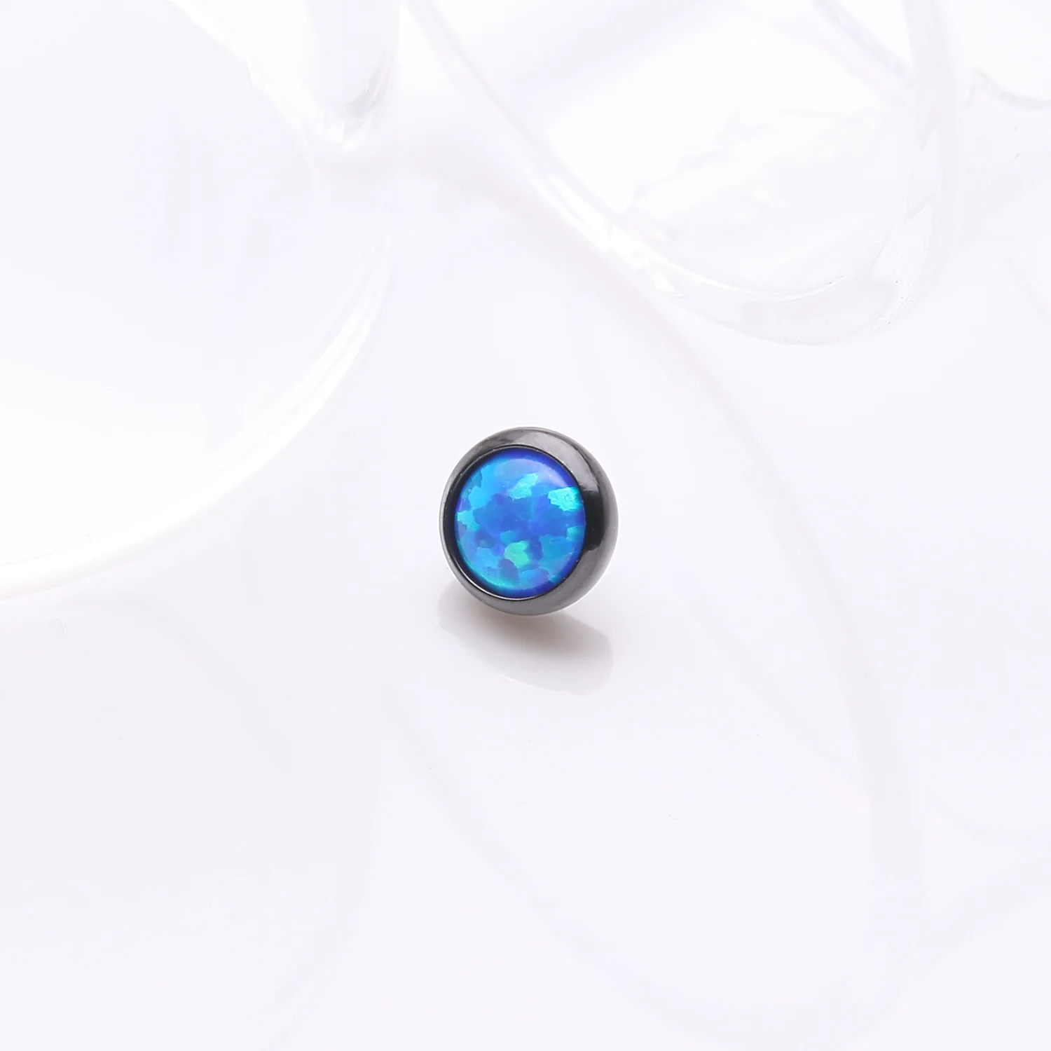 Implant Grade Titanium Blackline Internally Threaded Bezel Set Round Fire Opal Part - Image 2