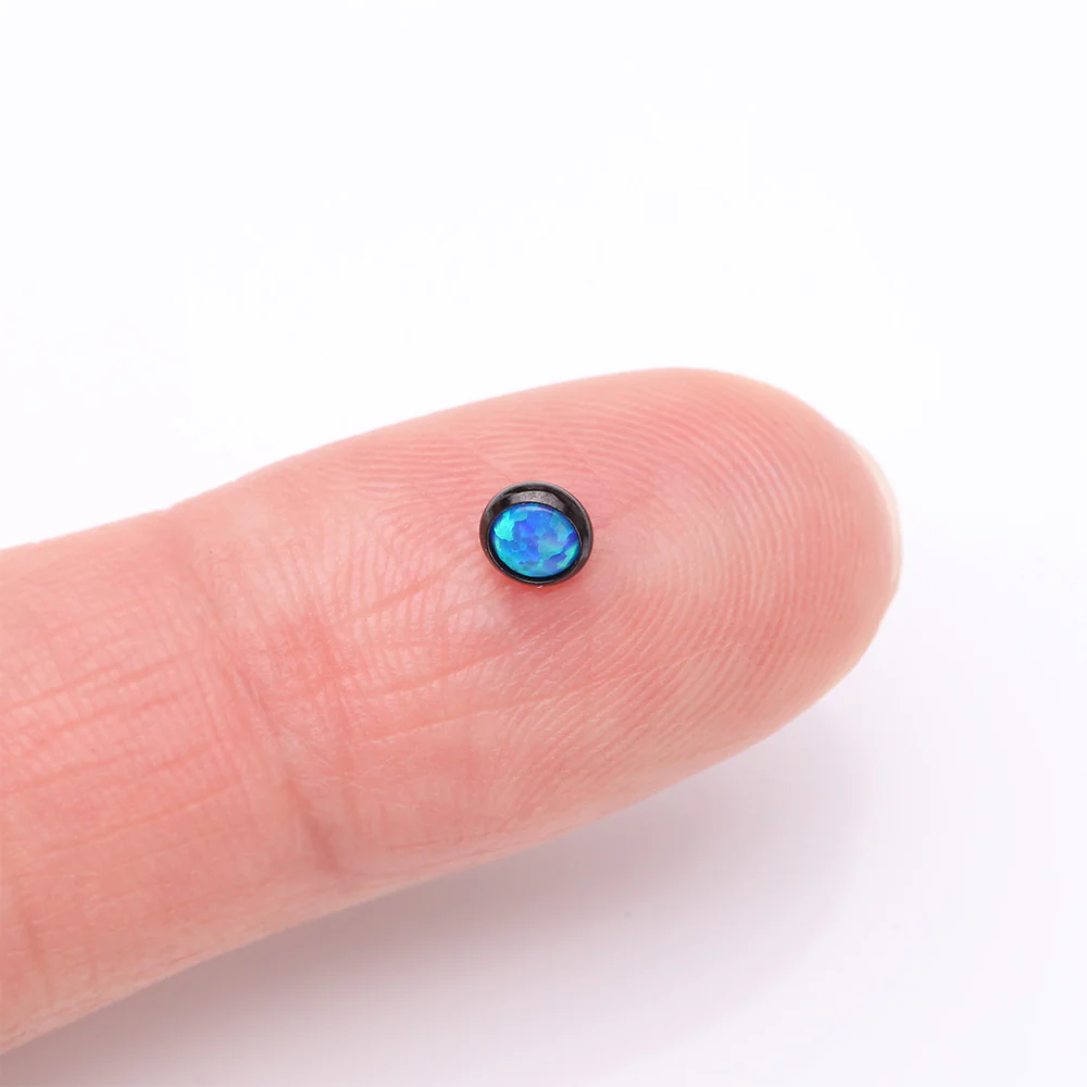 Implant Grade Titanium Blackline Internally Threaded Bezel Set Round Fire Opal Part - Image 3