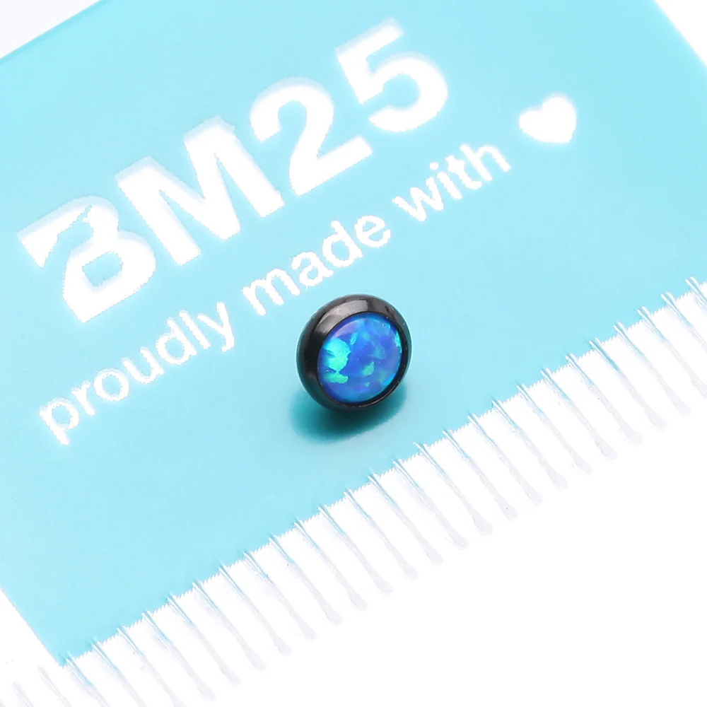 Implant Grade Titanium Blackline Internally Threaded Bezel Set Round Fire Opal Part - Image 5