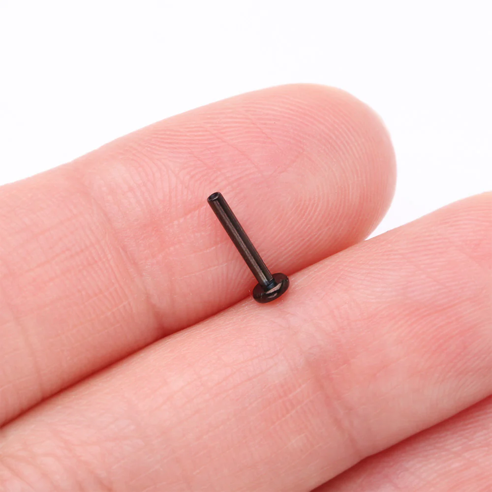 Implant Grade Titanium Blackline Internally Threaded Labret Stud Bar Part - Image 3