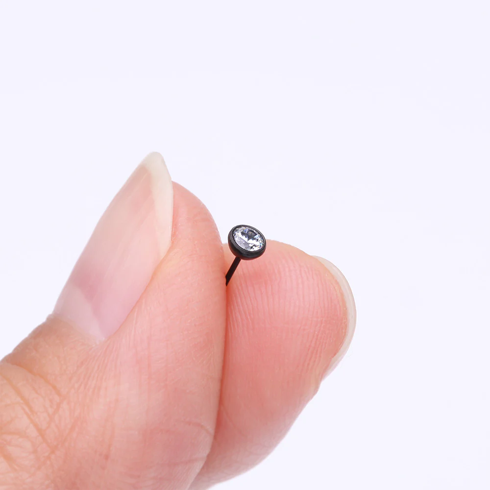 Implant Grade Titanium OneFit Threadless Blackline Bezel Set Sparkle Gem Top Part - Image 3
