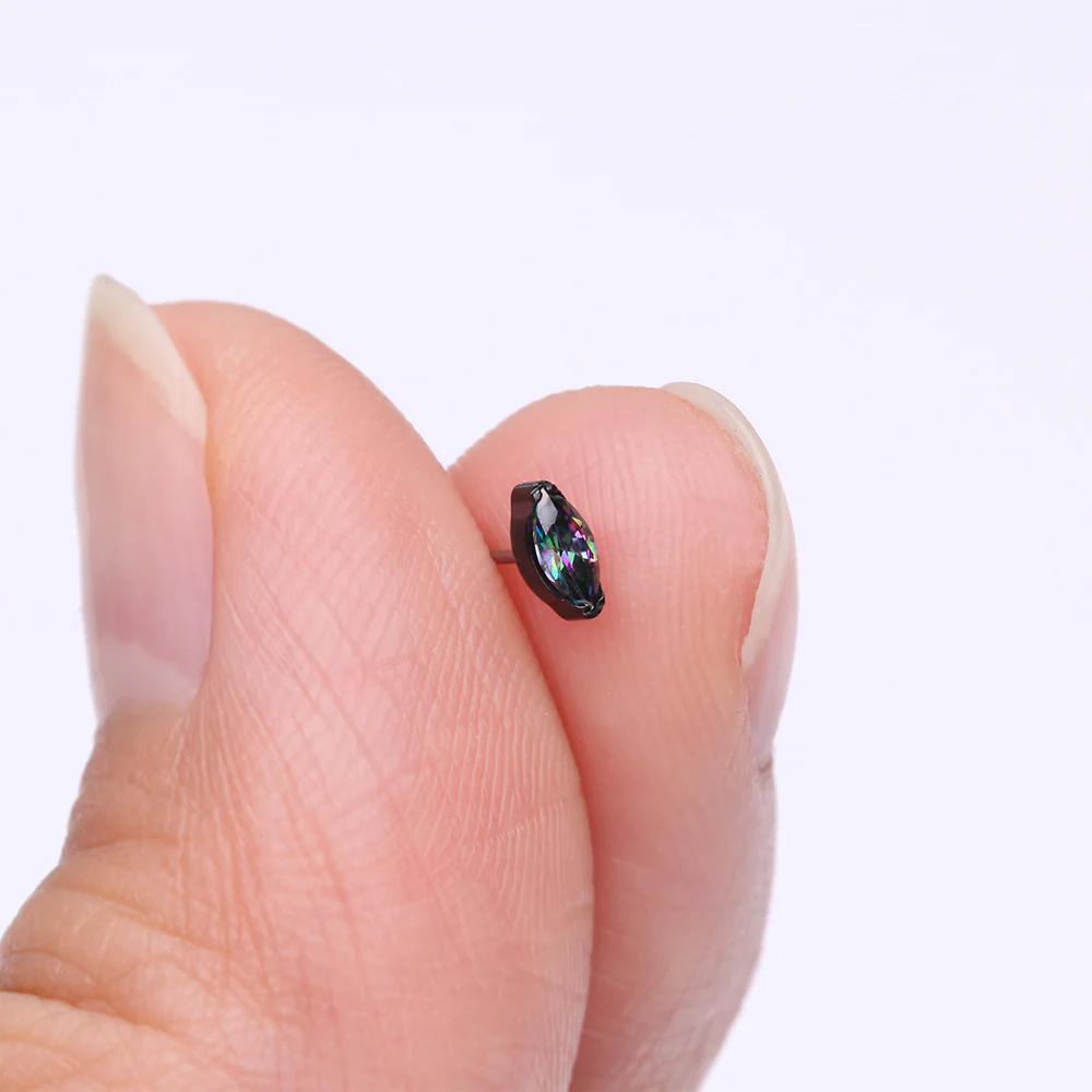 Implant Grade Titanium OneFit Threadless Blackline Elegant Marquise Sparkle Top Part - Image 3