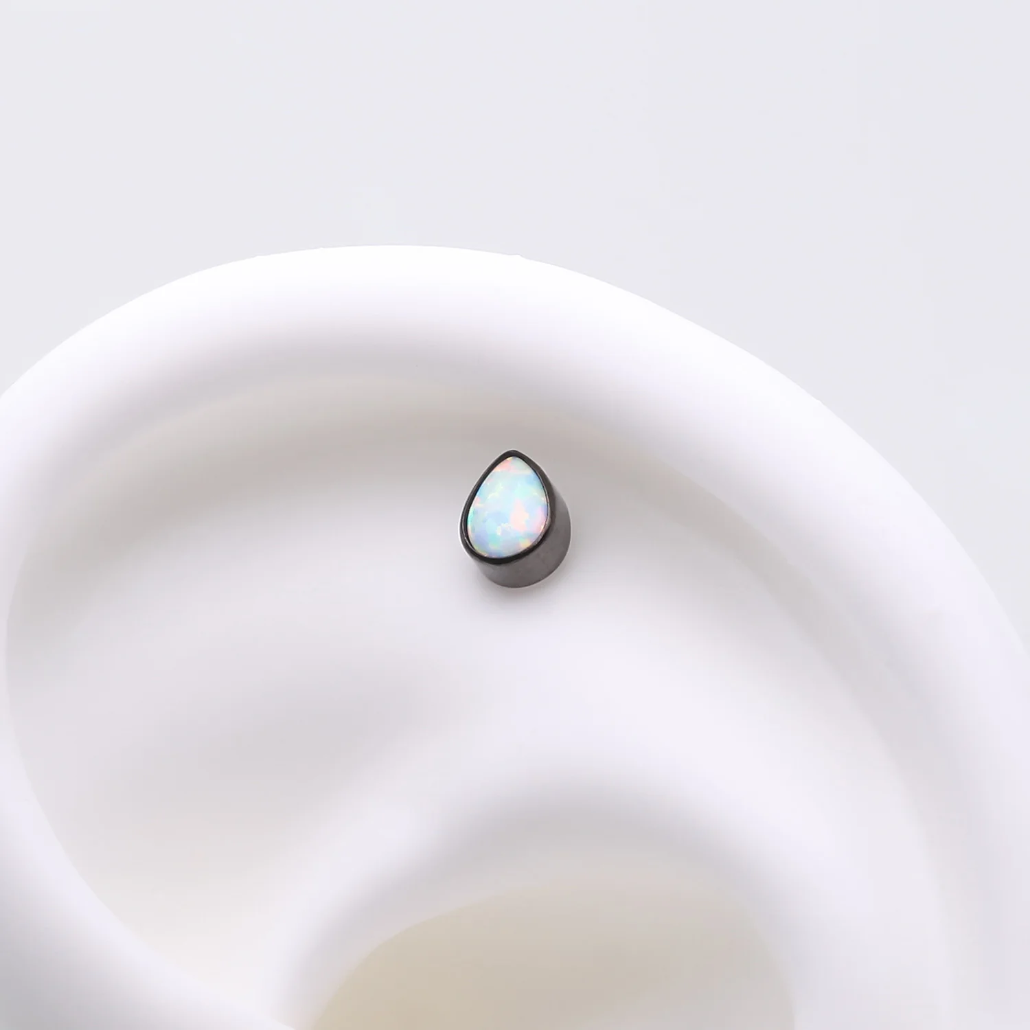 Implant Grade Titanium OneFit Threadless Blackline Fire Opal Teardrop Top Part - Image 2