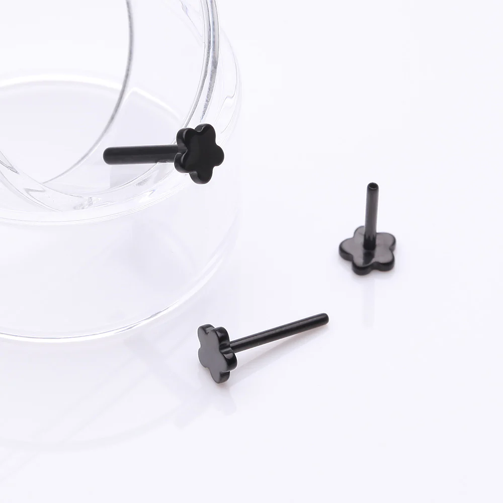 Implant Grade Titanium OneFit Threadless Blackline Flower Base Flat Back Stud Labret Bar Part - Image 4