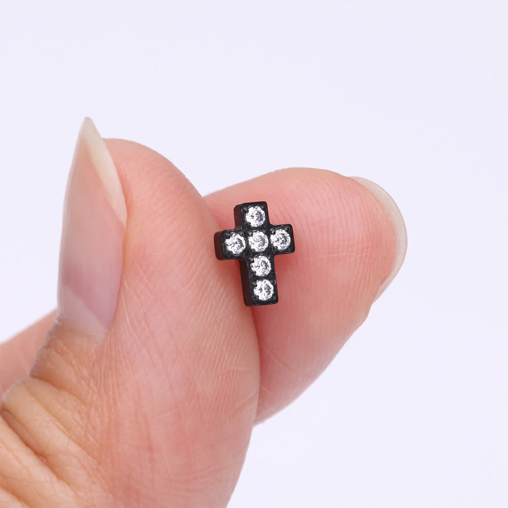 Implant Grade Titanium OneFit Threadless Blackline Multi-Gem Cross Top Part - Image 3