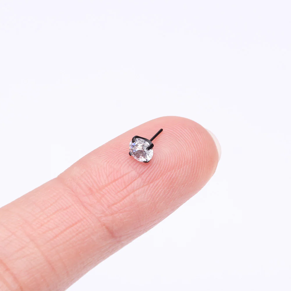 Implant Grade Titanium OneFit Threadless Blackline Prong Set Sparkle Gem Top Part - Image 3
