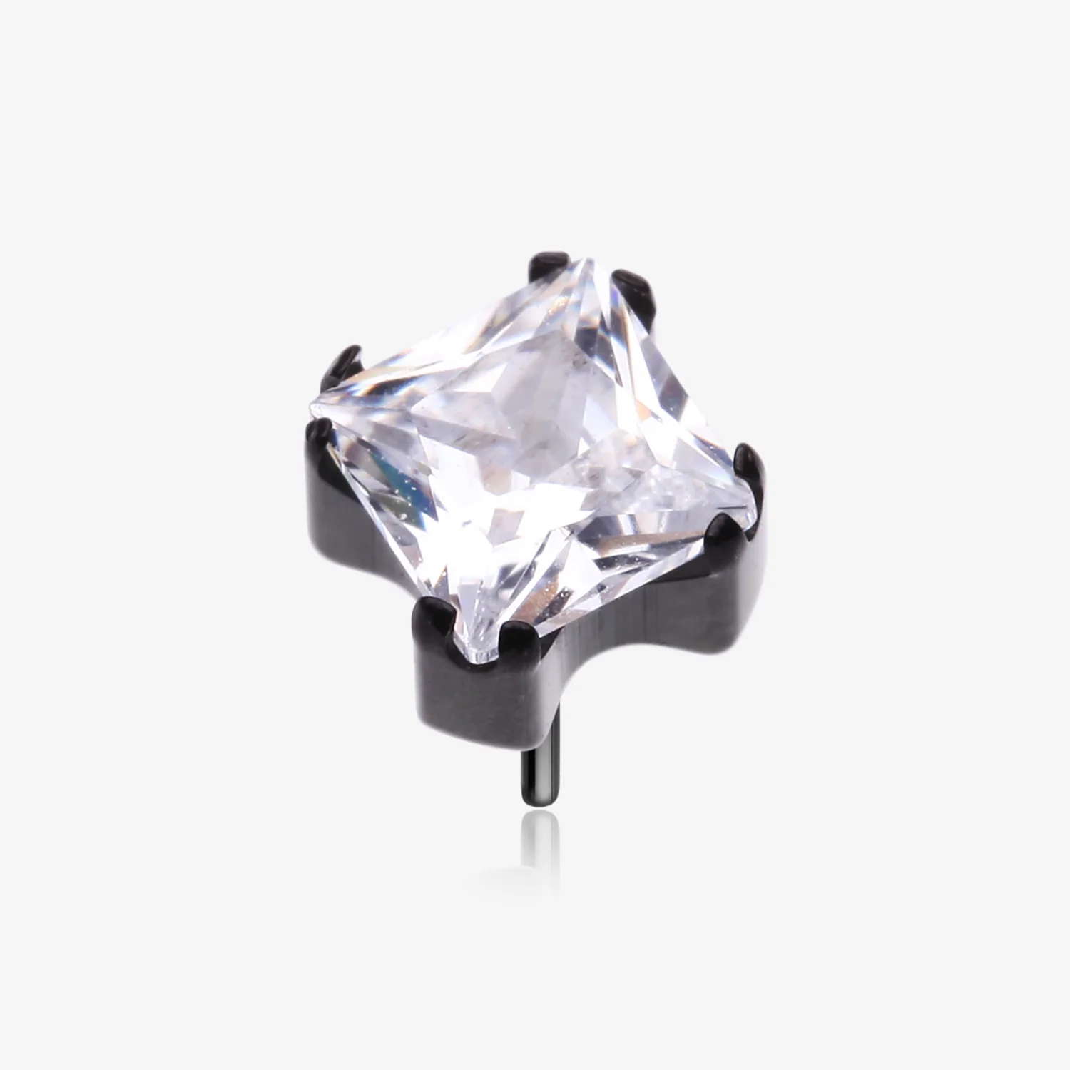 Implant Grade Titanium OneFit Threadless Blackline Prong Set Square Gem Sparkle Top Part