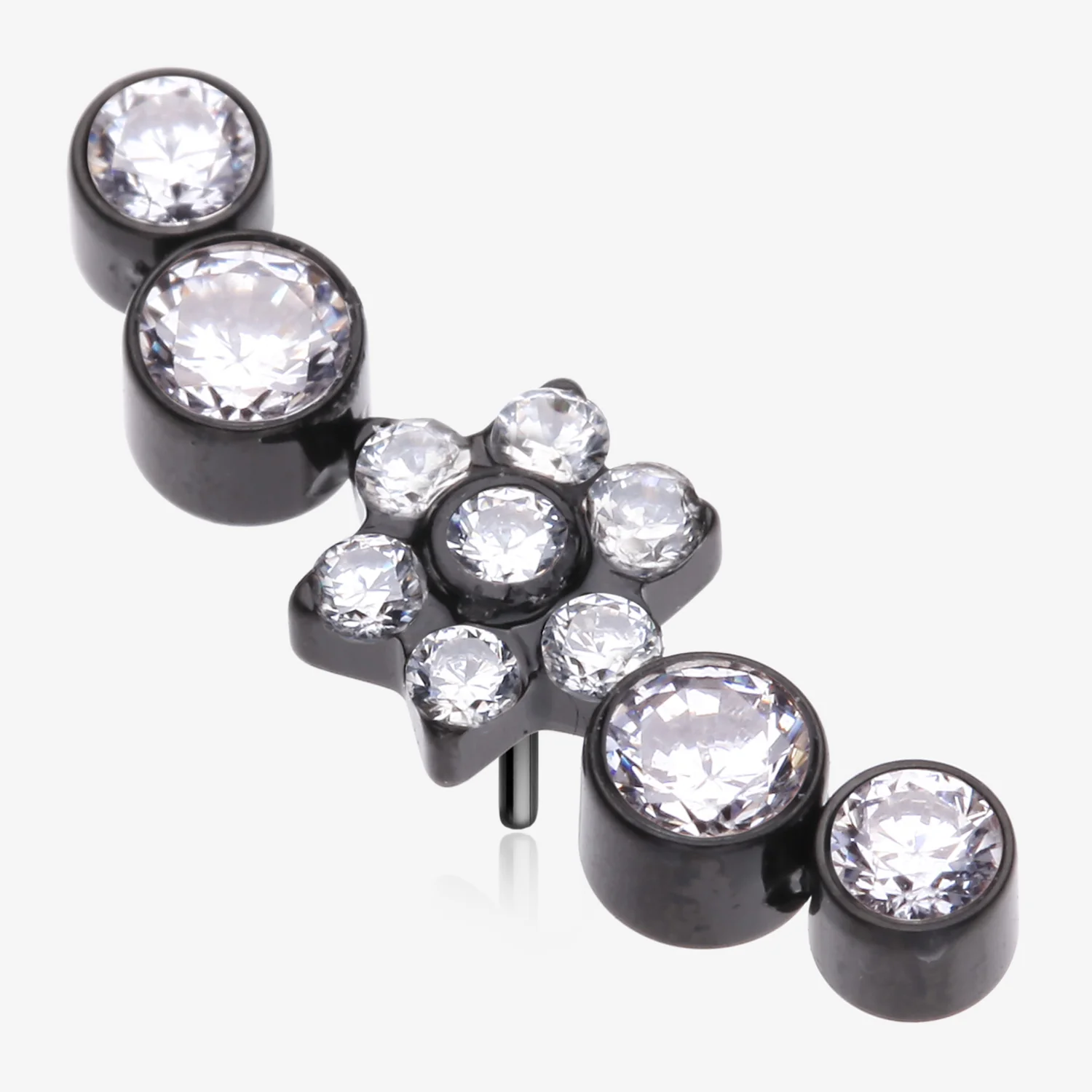 Implant Grade Titanium OneFit Threadless Blackline Radiant Sparkle Flower Journey Curve Top Part