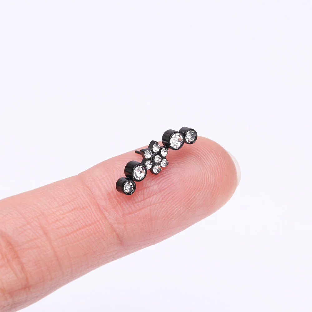 Implant Grade Titanium OneFit Threadless Blackline Radiant Sparkle Flower Journey Curve Top Part - Image 3