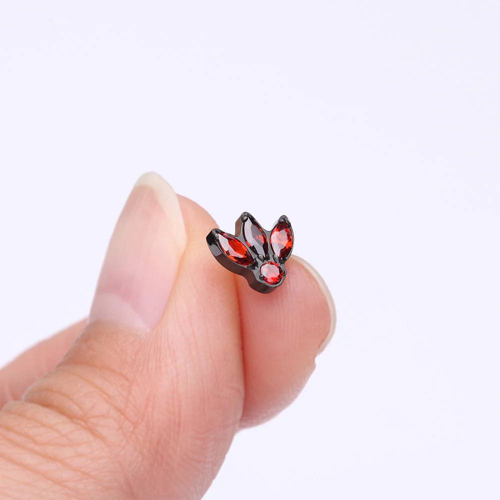 Implant Grade Titanium OneFit Threadless Blackline Triple Marquise Sparkle Flower Top Part - Image 3