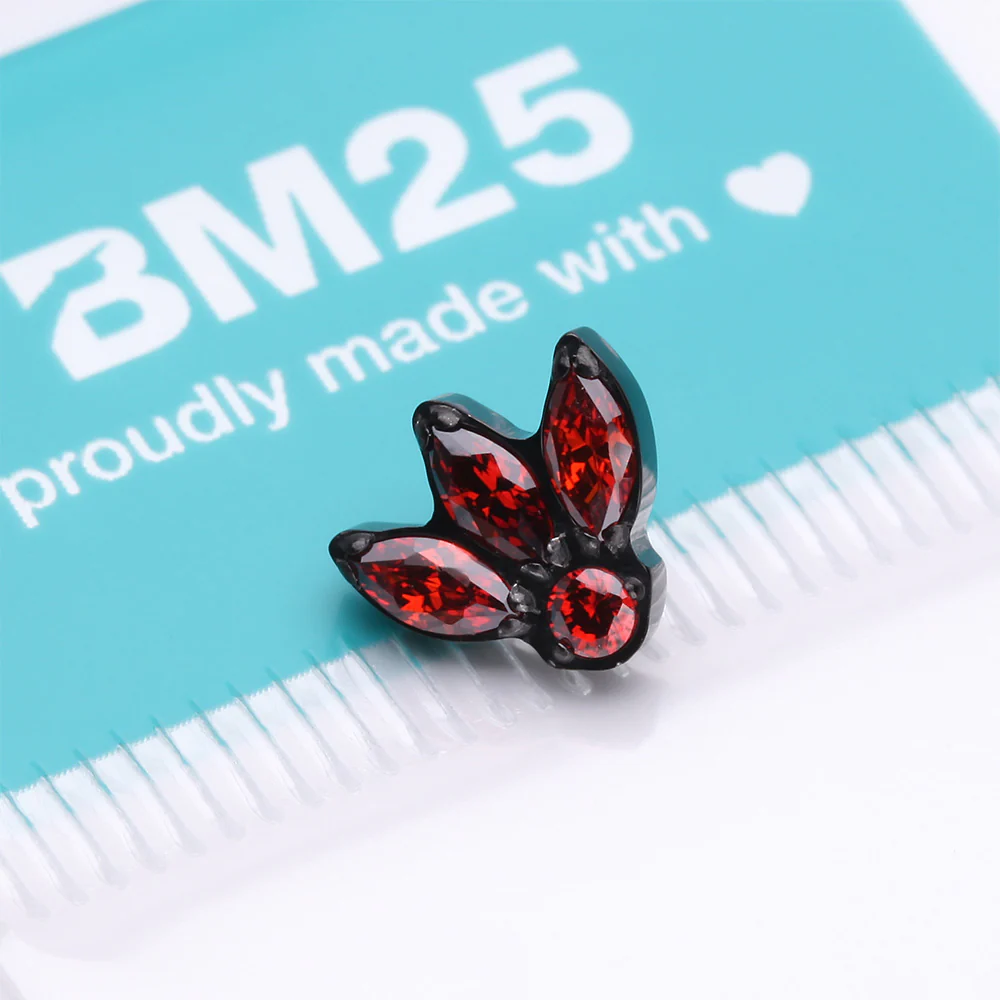 Implant Grade Titanium OneFit Threadless Blackline Triple Marquise Sparkle Flower Top Part - Image 4