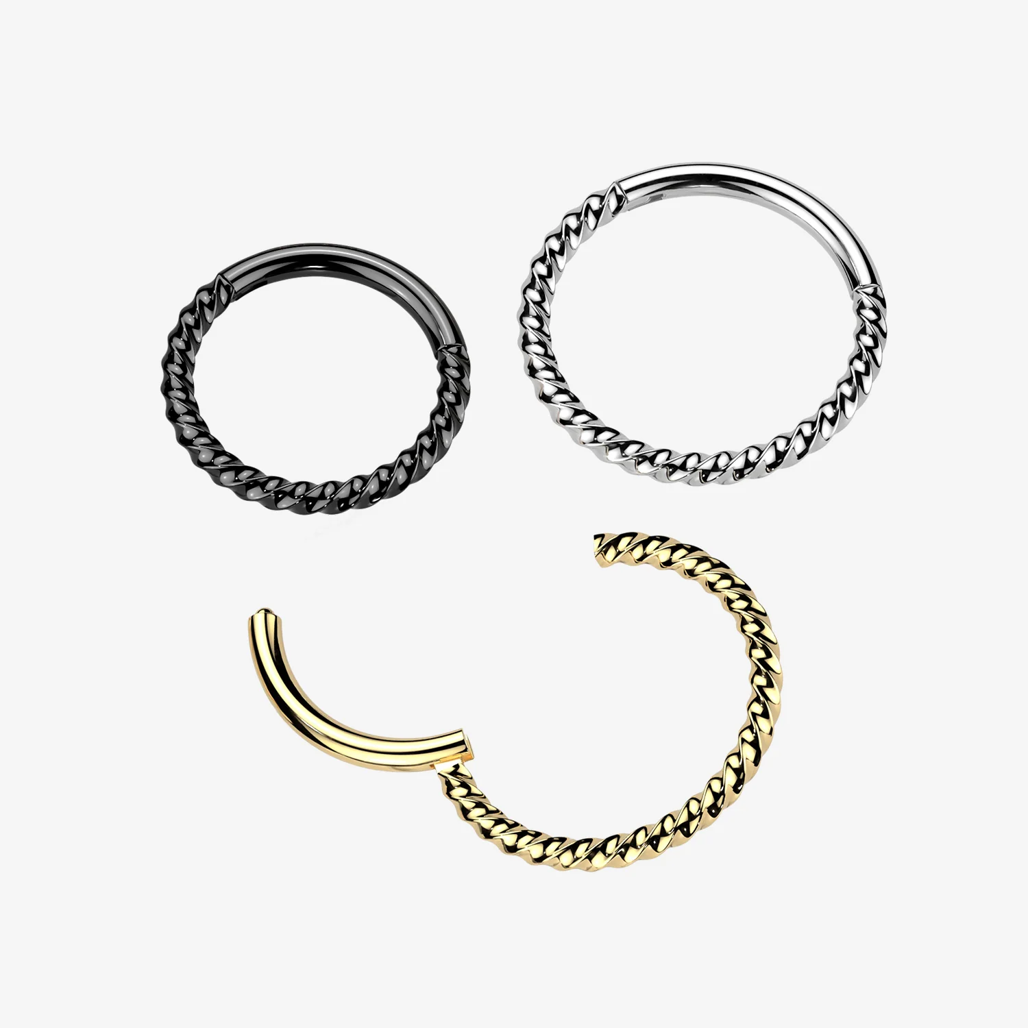 Implant Grade Titanium Braided Rope Clicker Hoop Ring - Image 2