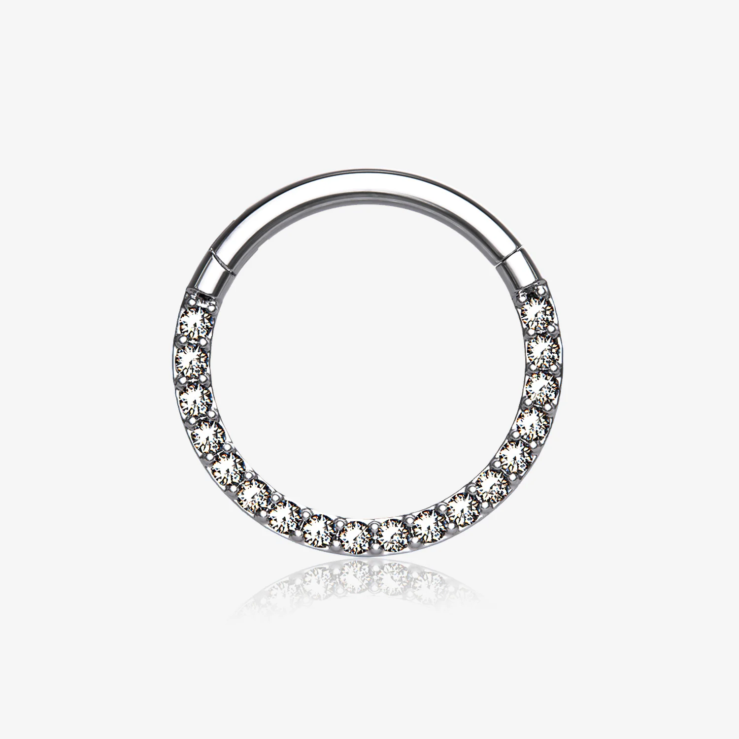 Implant Grade Titanium Brilliant Sparkle Gems Front Lined Clicker Hoop Ring