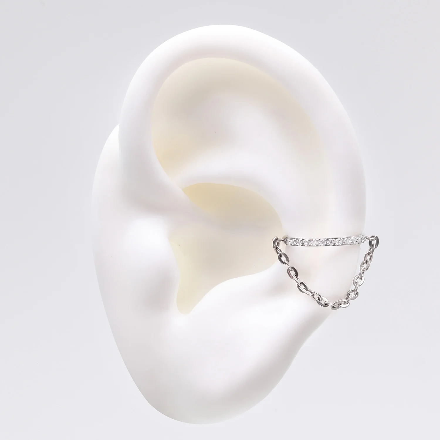 Implant Grade Titanium Brilliant Sparkle Rim Chained Clicker Hoop Ring - Image 2