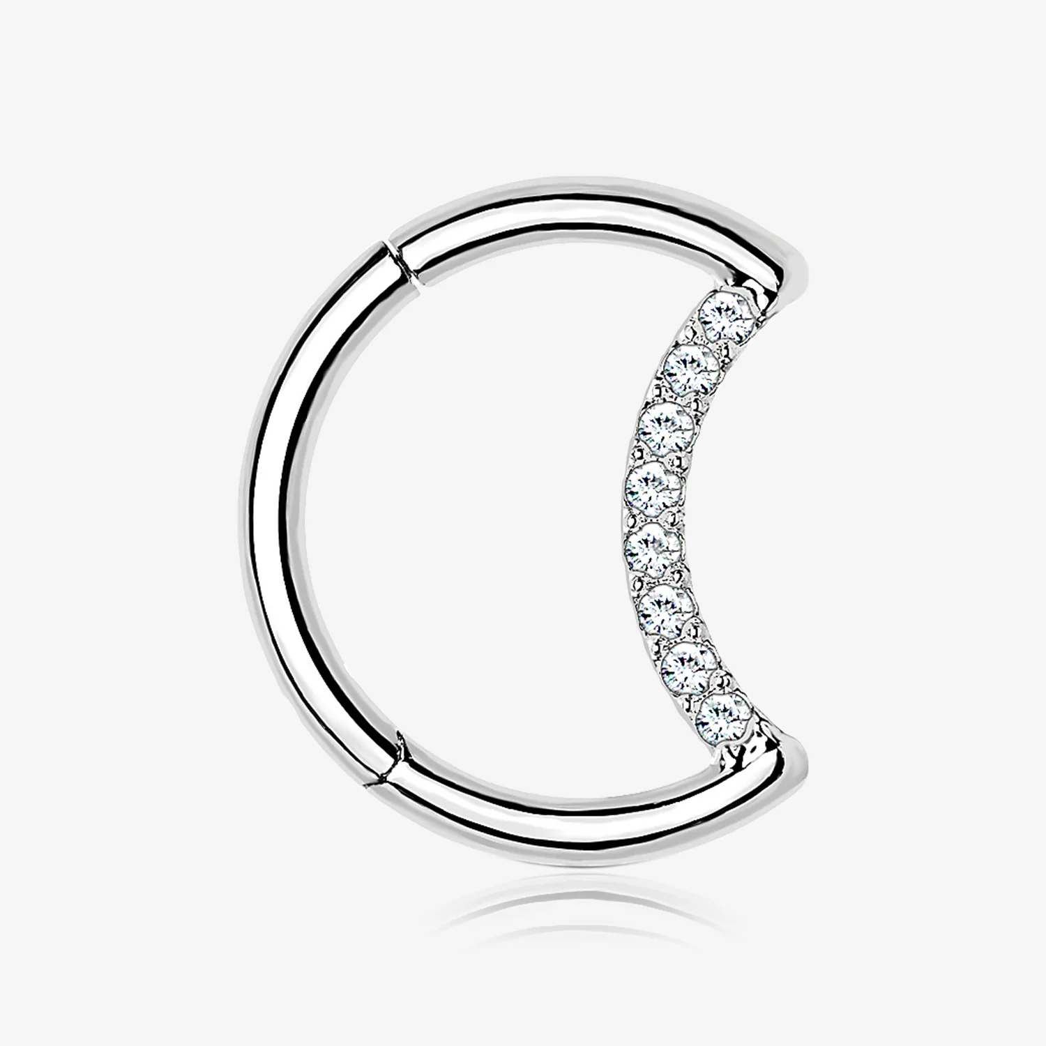 Implant Grade Titanium Crescent Moon Sparkle Seamless Clicker Hoop Ring