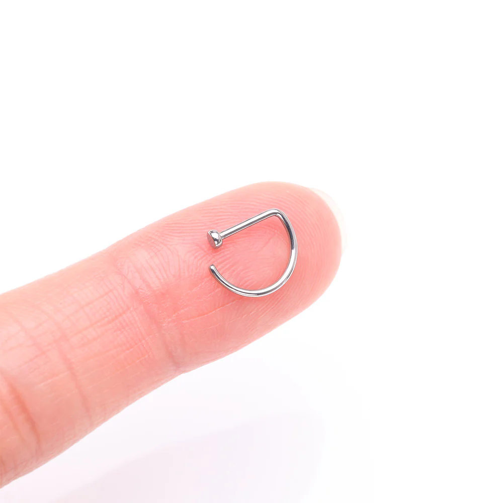 Implant Grade Titanium D-Shaped Flat Circle Top Nose Hoop - Image 3