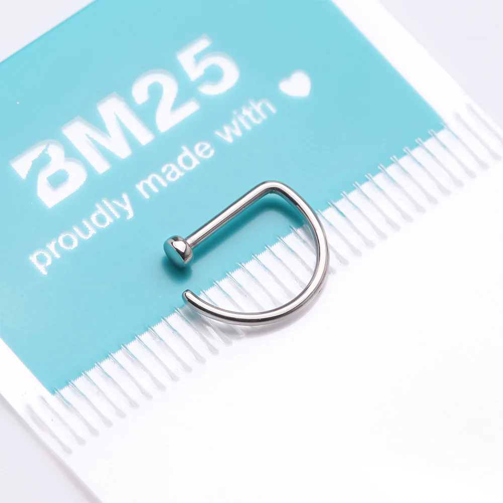 Implant Grade Titanium D-Shaped Flat Circle Top Nose Hoop - Image 5