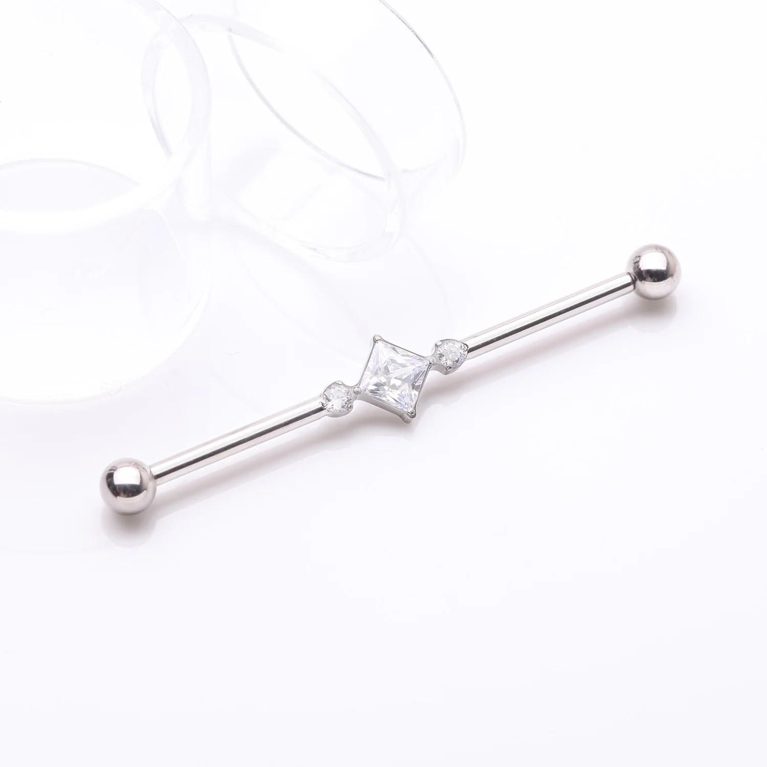 Implant Grade Titanium Diamante Sparkle Internally Threaded Industrial Barbell - Image 2