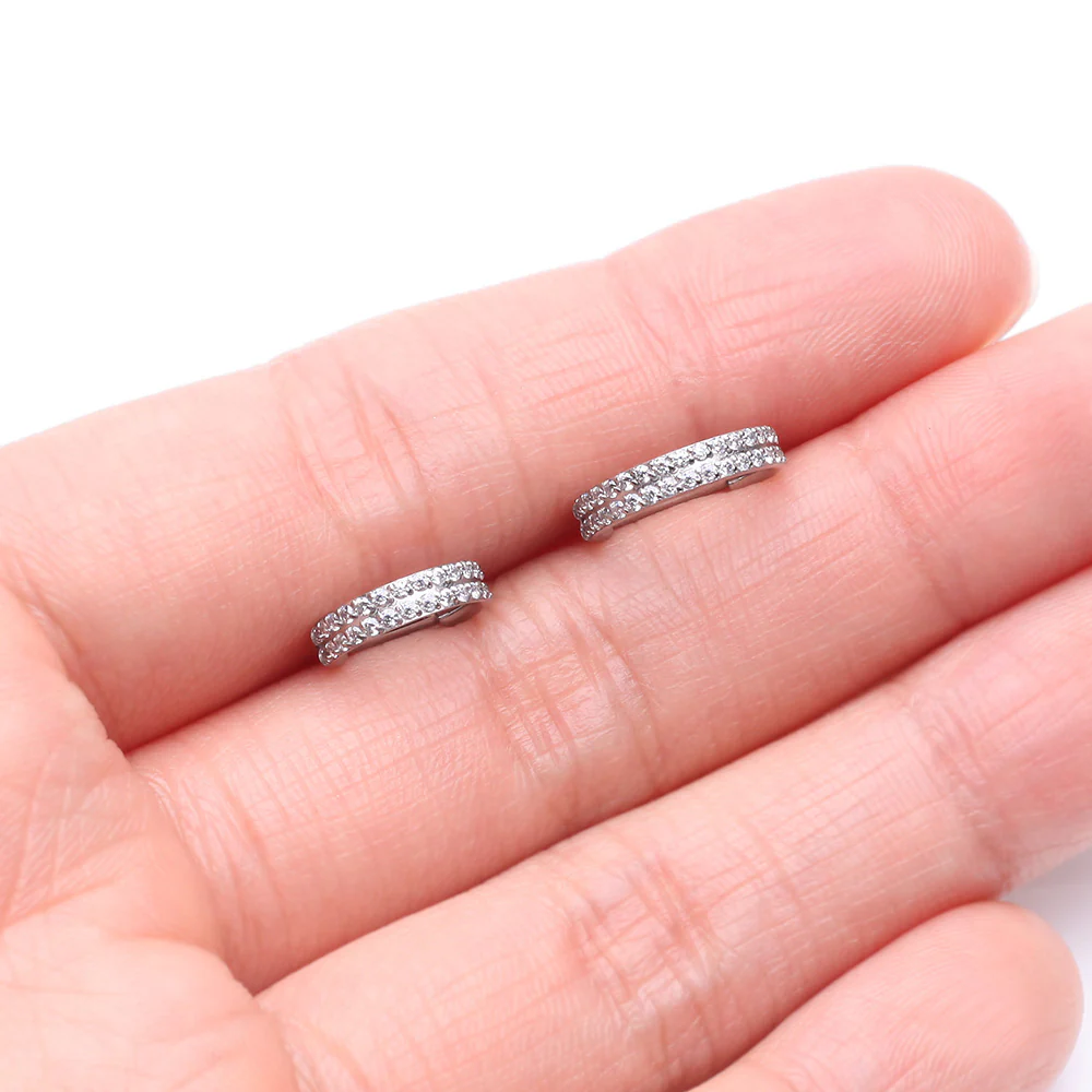 Implant Grade Titanium Double Lined Gems Seamless Clicker Hoop Ring - Image 4