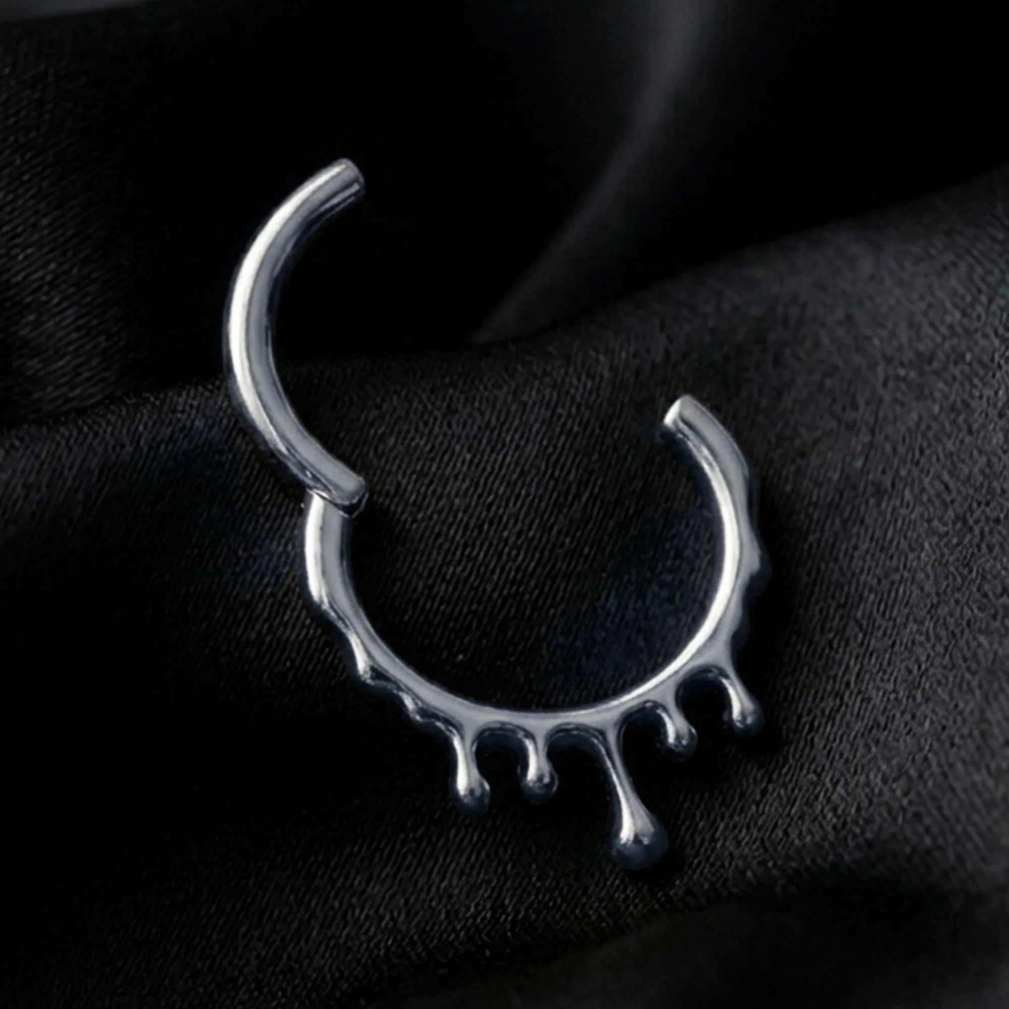 Implant Grade Titanium Dripping Ooze Clicker Hoop Ring - Image 3