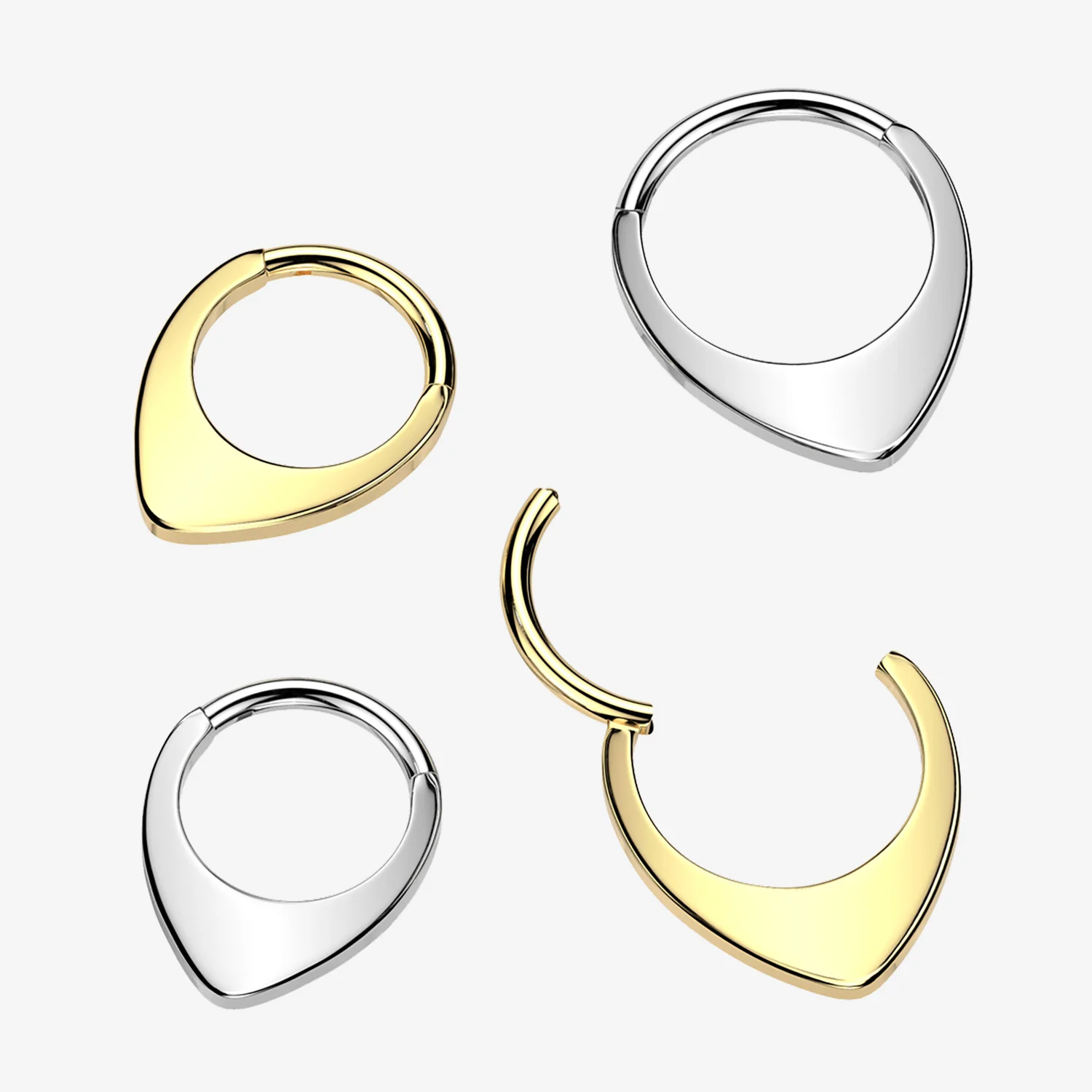 Implant Grade Titanium Flat Teardrop Chevron Clicker Hoop Ring - Image 2