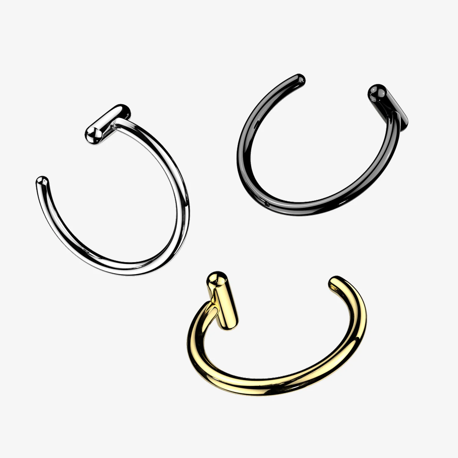 Implant Grade Titanium Golden Bar Stopper Nose Hoop Ring - Image 2