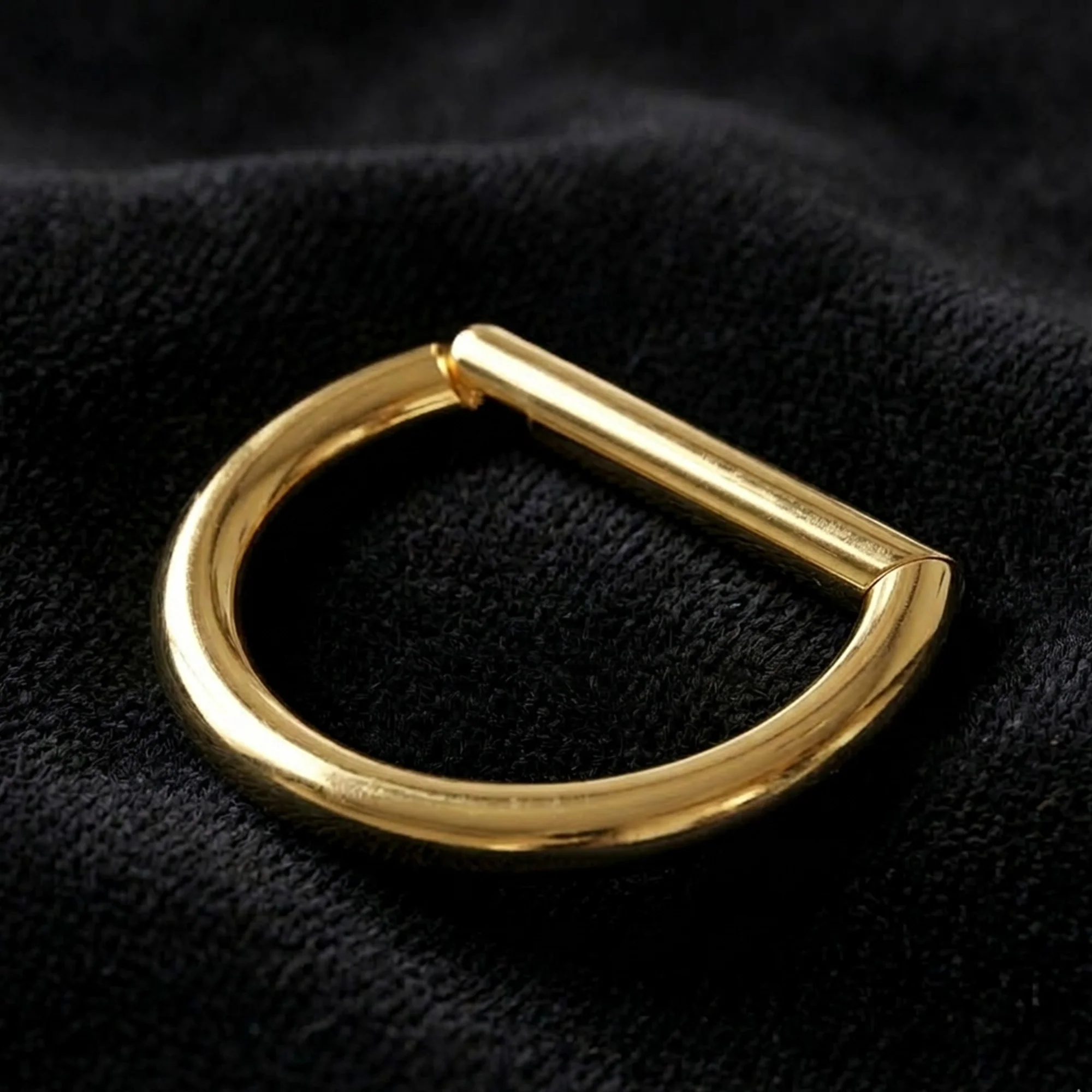 Implant Grade Titanium Golden Basic D Shape Clicker Hoop Ring - Image 3
