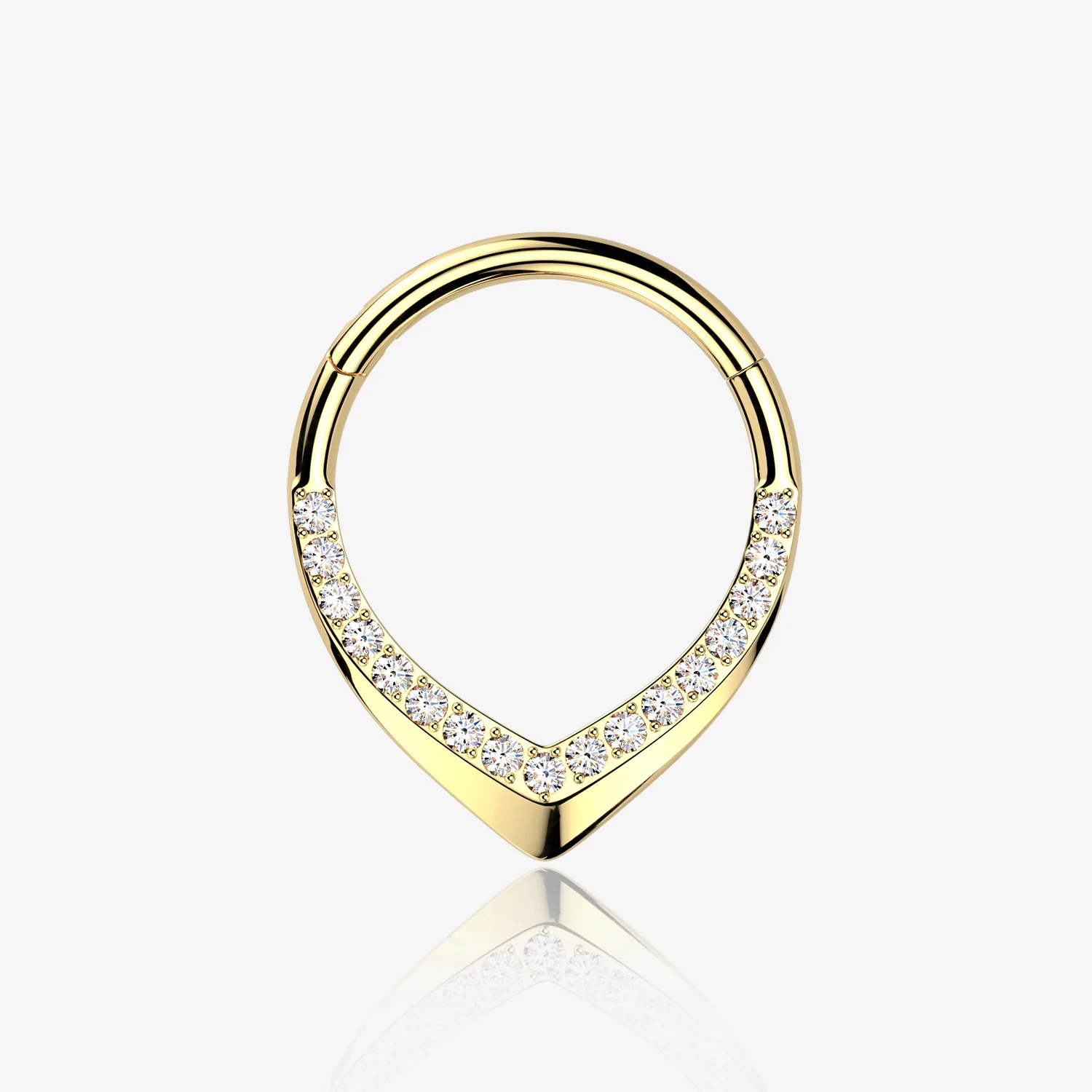 Implant Grade Titanium Golden Chevron Lined Sparkle Clicker Hoop Ring