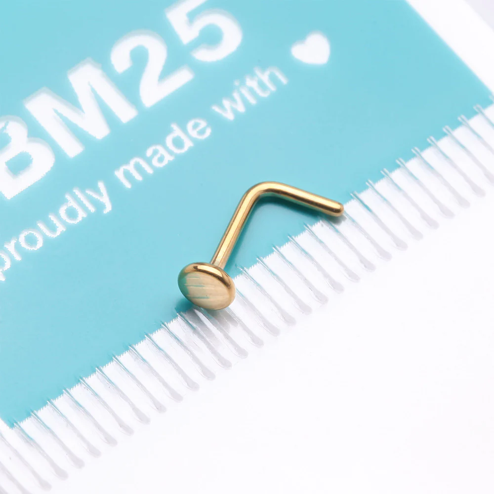 Implant Grade Titanium Golden Circle Icon L-Shaped Nose Ring - Image 5