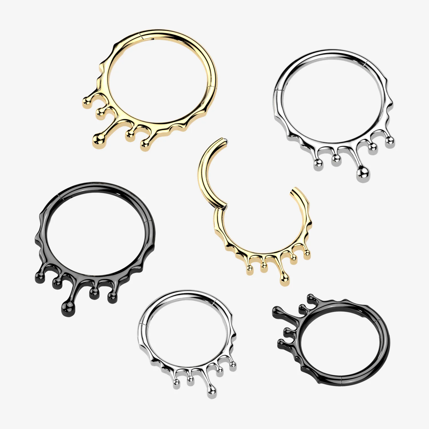 Implant Grade Titanium Golden Dripping Ooze Clicker Hoop Ring - Image 2