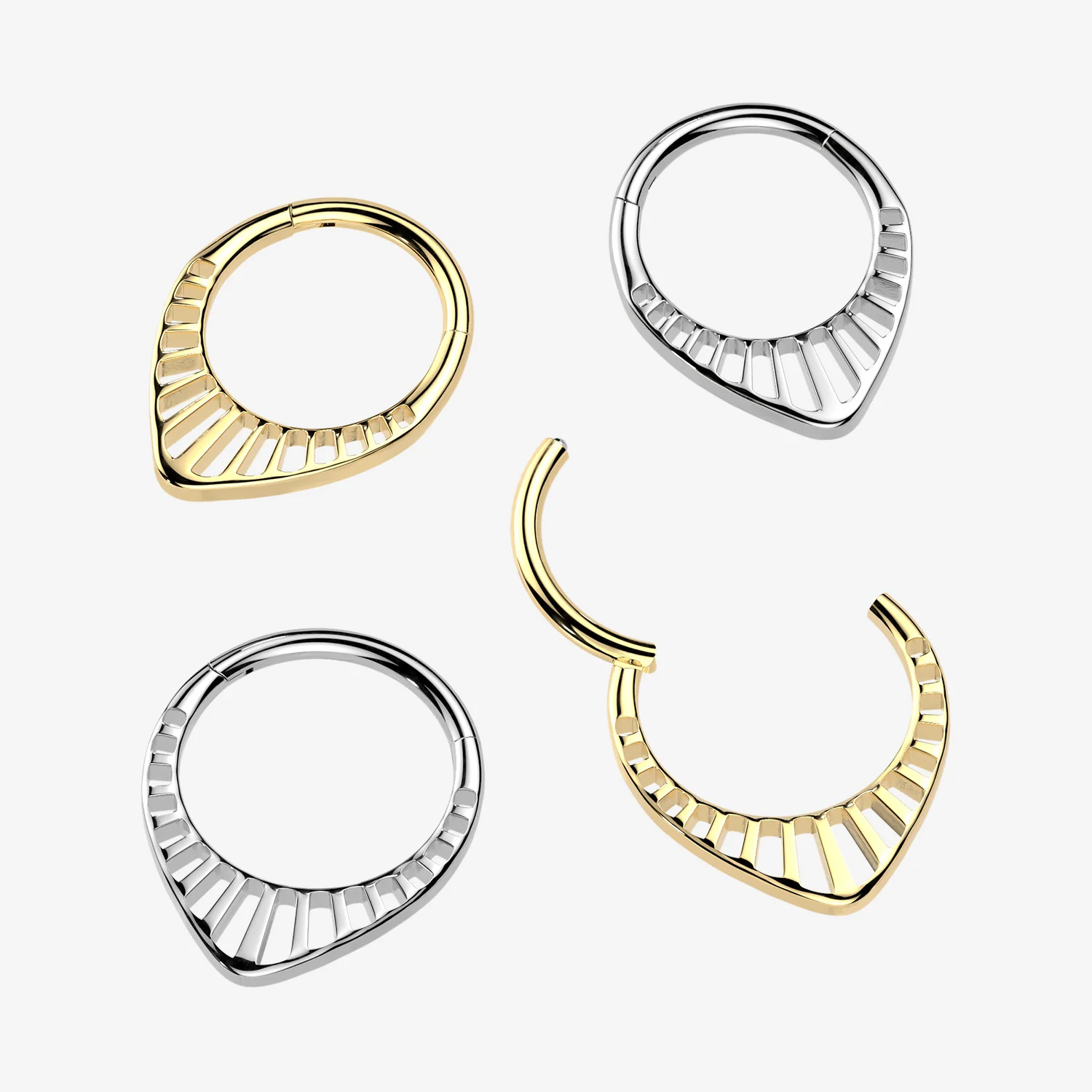 Implant Grade Titanium Golden Grand Tiara Teardrop Clicker Hoop Ring - Image 2