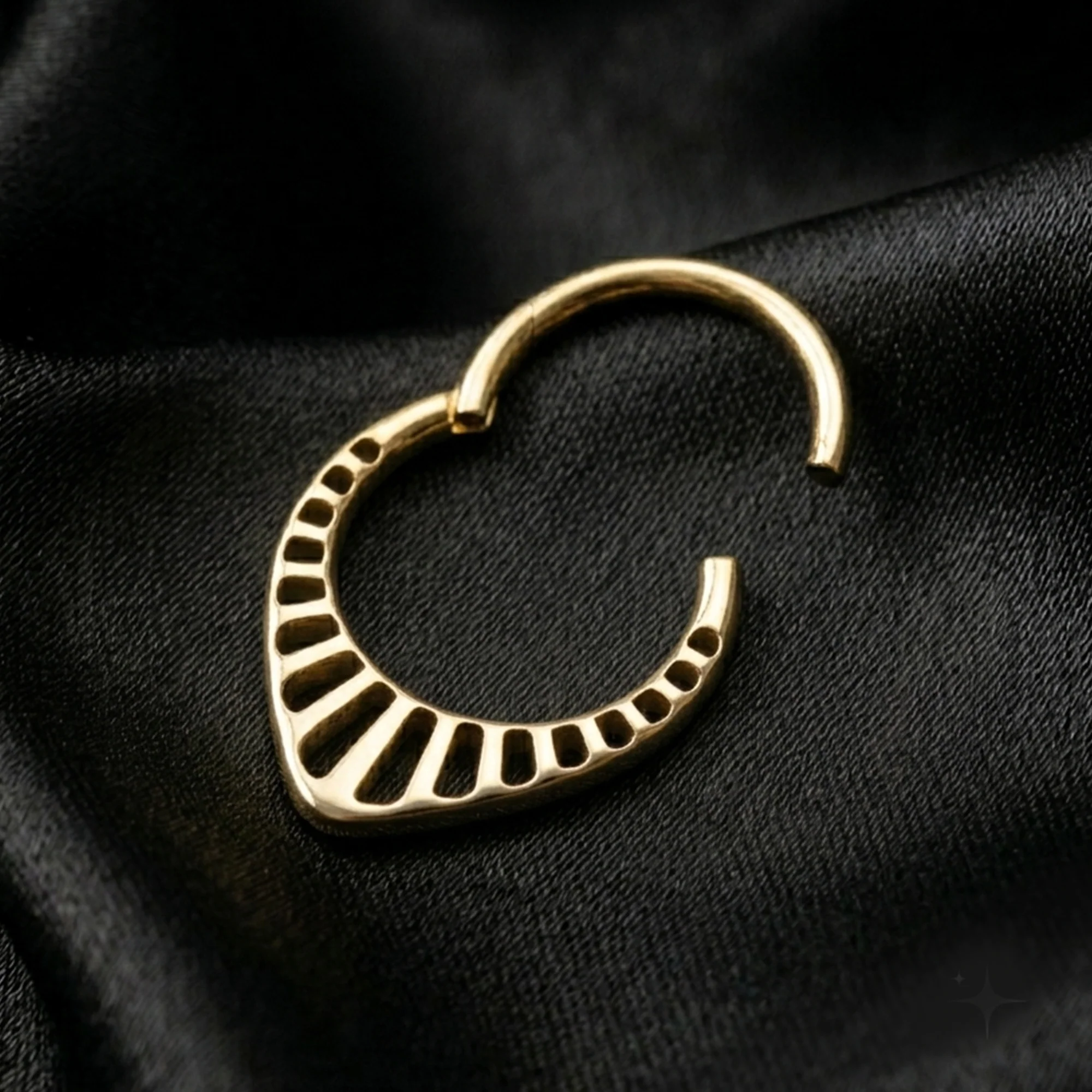 Implant Grade Titanium Golden Grand Tiara Teardrop Clicker Hoop Ring - Image 3
