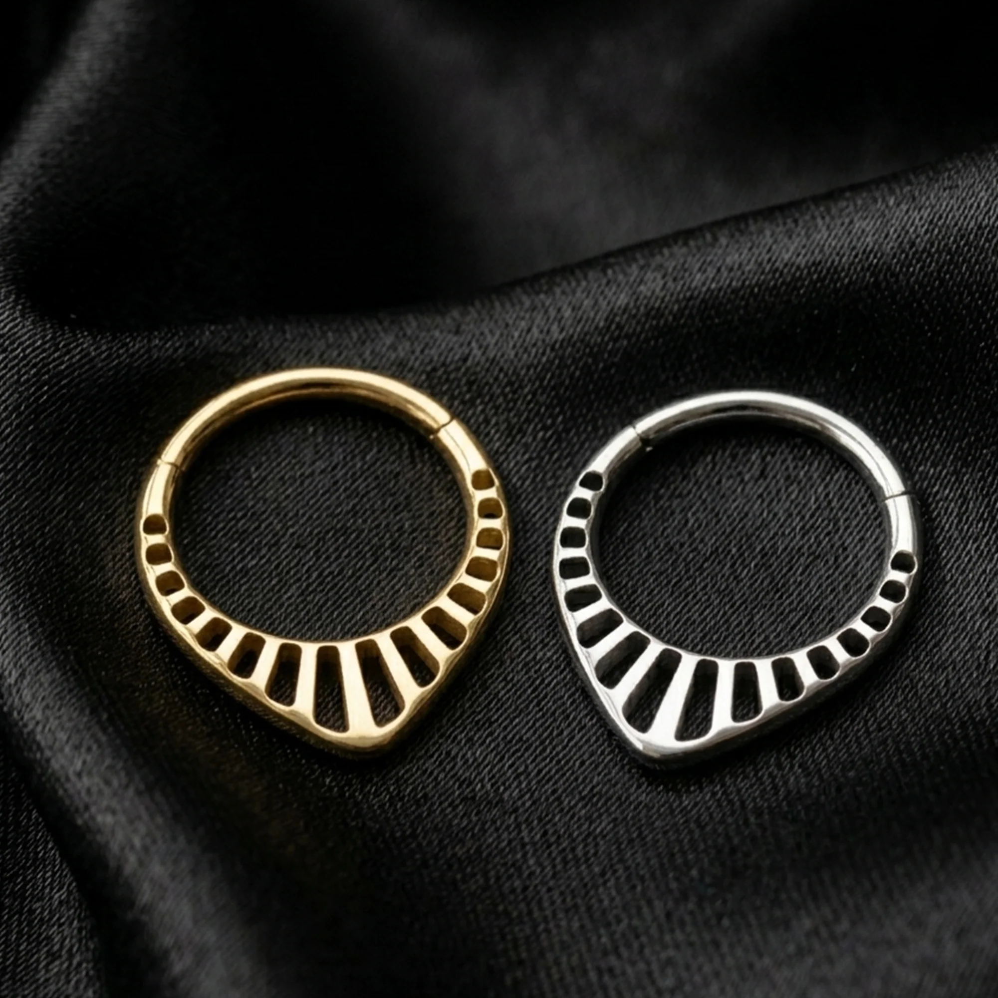 Implant Grade Titanium Golden Grand Tiara Teardrop Clicker Hoop Ring - Image 4
