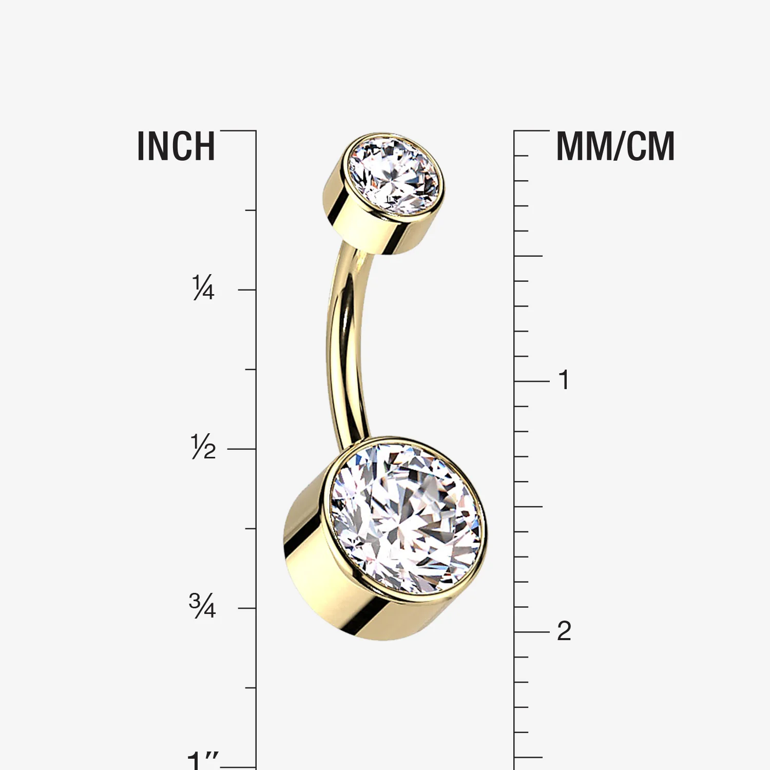 Implant Grade Titanium Golden Internally Threaded Bezel Set Gem Belly Button Ring - Image 2