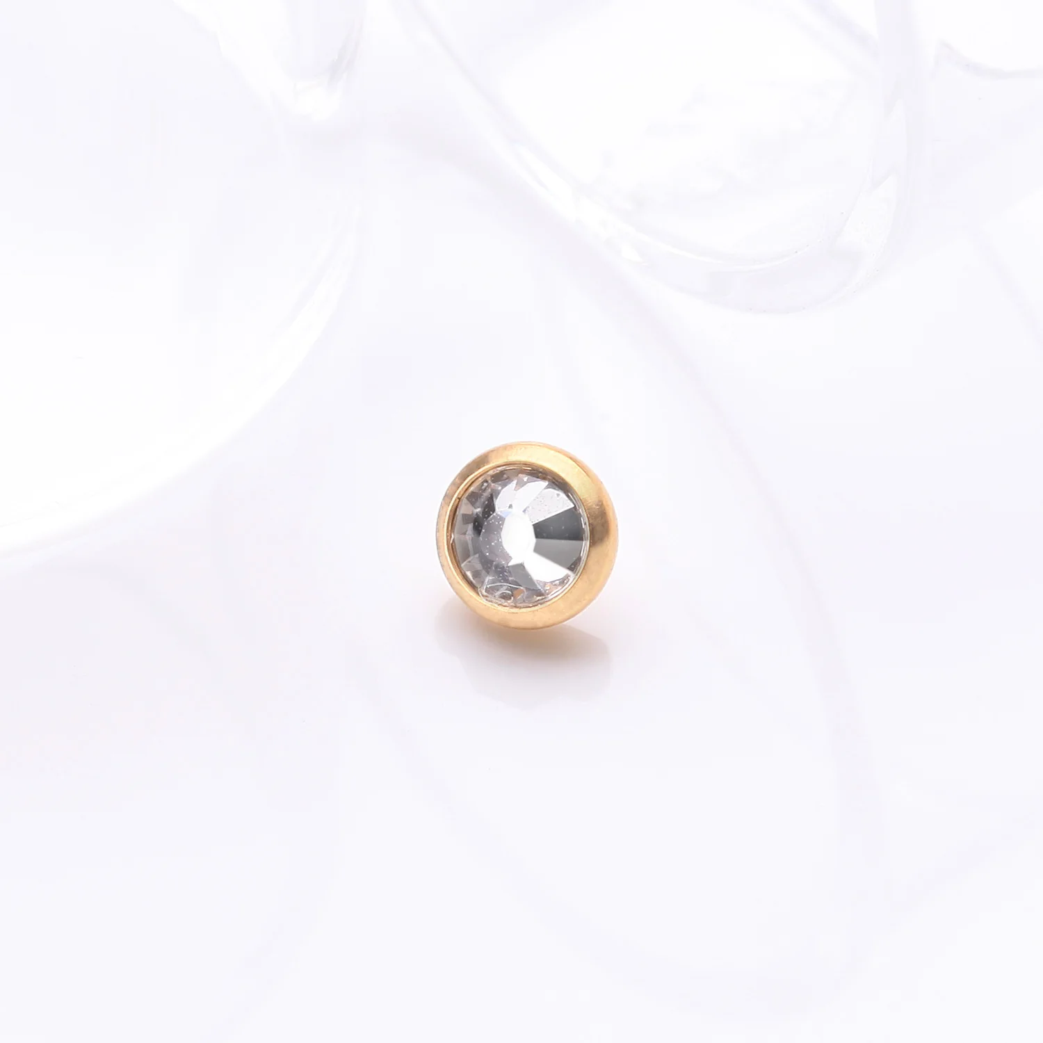 Implant Grade Titanium Golden Internally Threaded Bezel Set Round Gem Part - Image 2