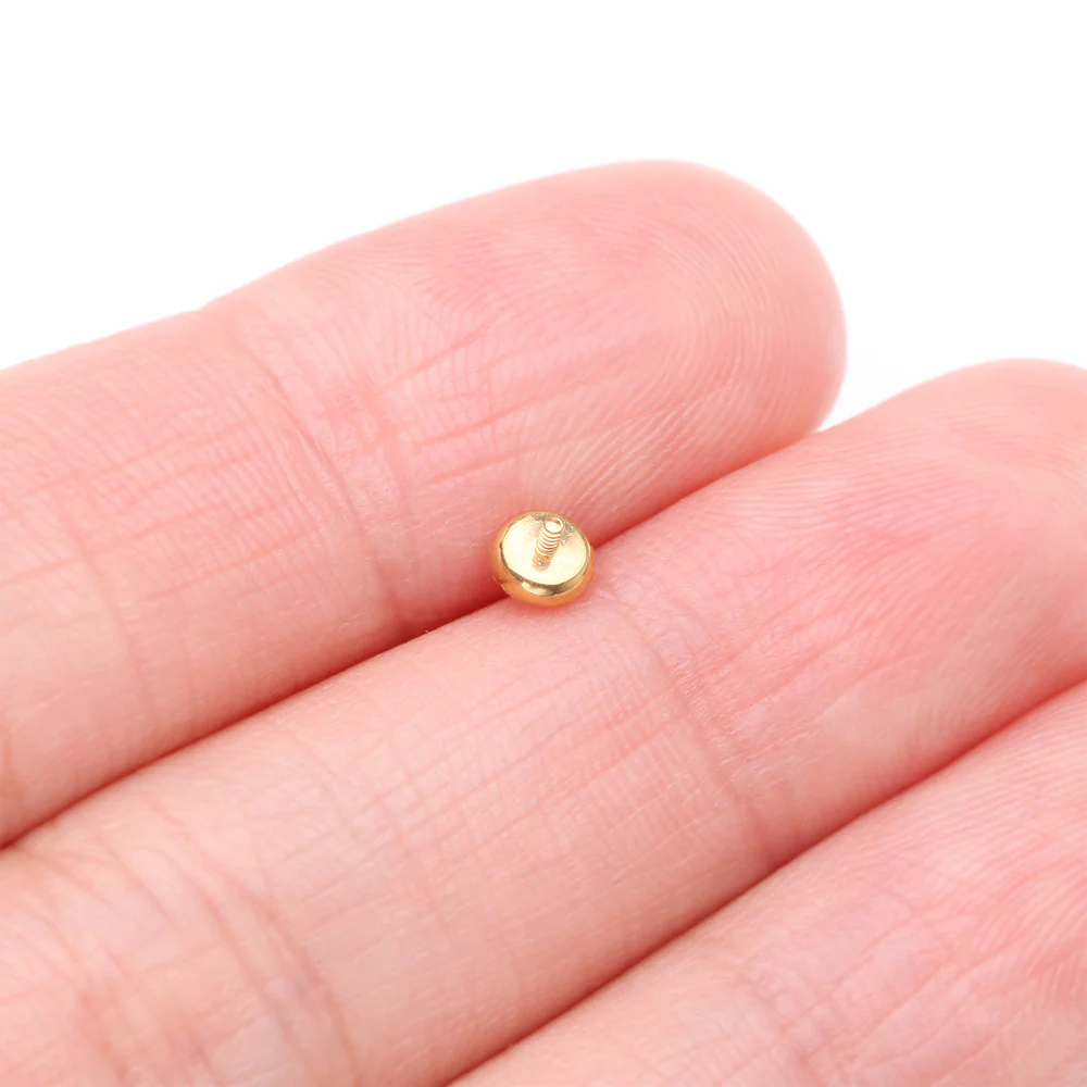 Implant Grade Titanium Golden Internally Threaded Bezel Set Round Gem Part - Image 4