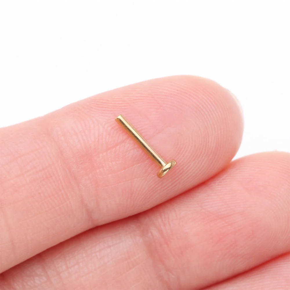 Implant Grade Titanium Golden Internally Threaded Labret Stud Bar Part - Image 3
