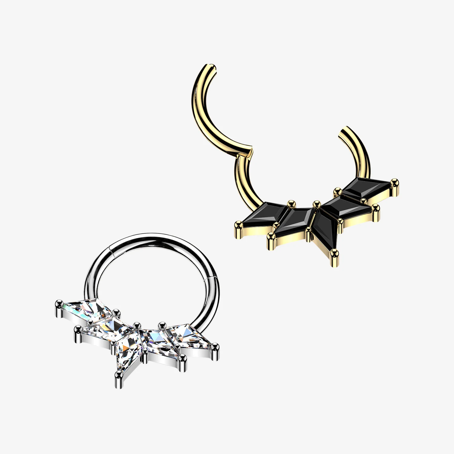 Implant Grade Titanium Golden Majestic Thorn Sparkle Clicker Hoop Ring - Image 2