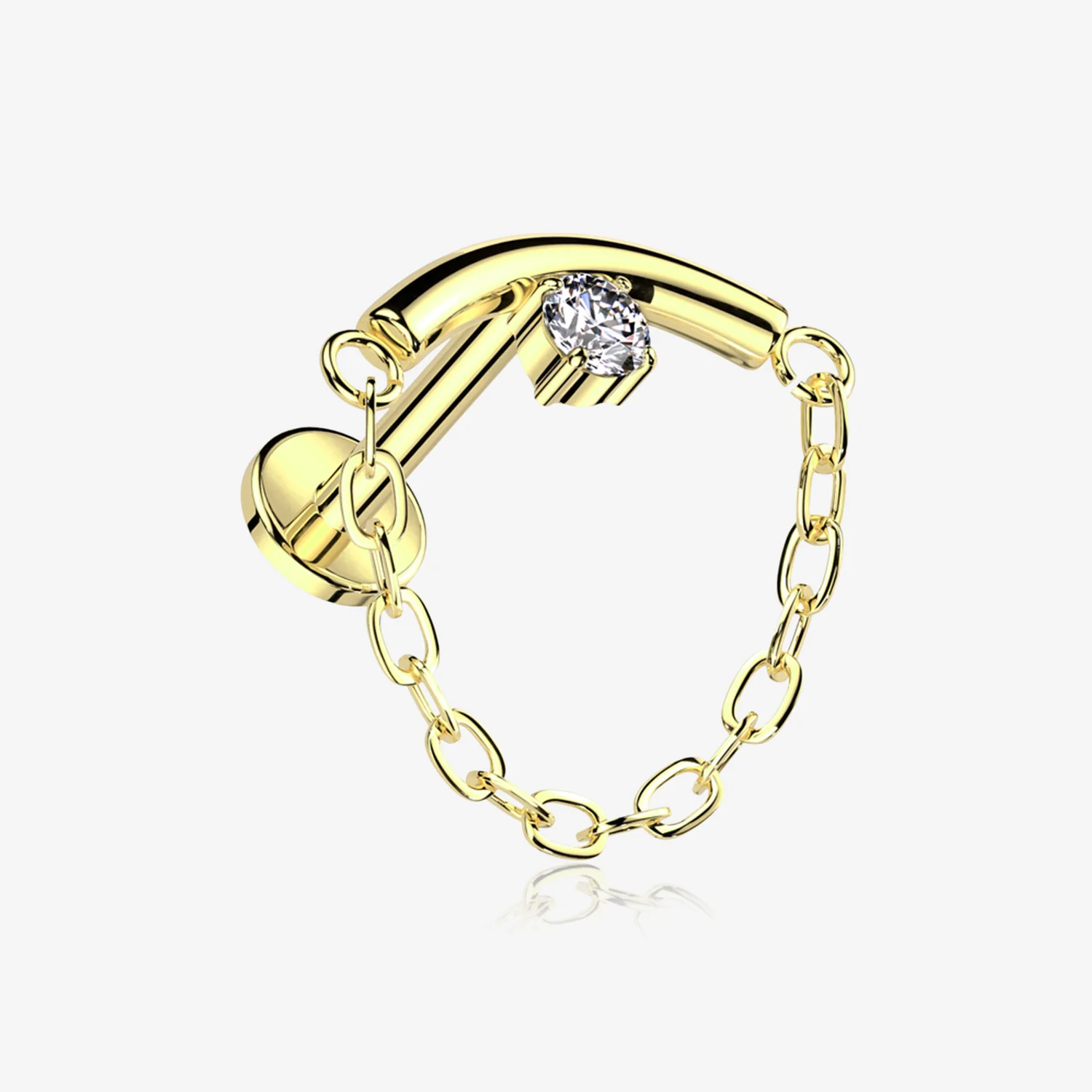 Implant Grade Titanium Golden Modern Curve Sparkle Chained Internally Threaded Labret