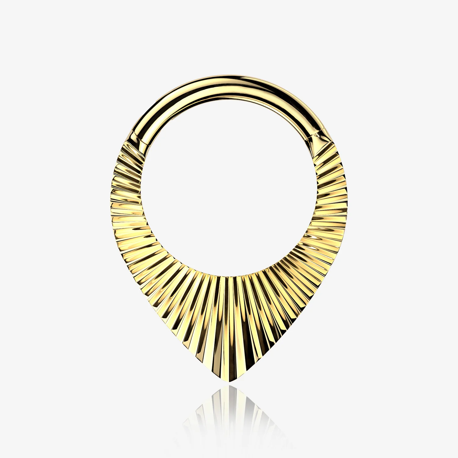 Implant Grade Titanium Golden Ray Chevron Teardrop Clicker Hoop Ring