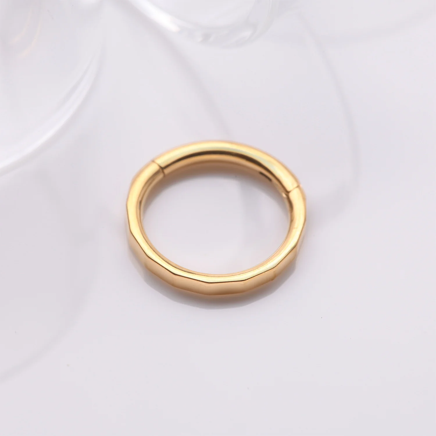 Implant Grade Titanium Golden Rigid Rectangle Faceted Clicker Hoop Ring - Image 2