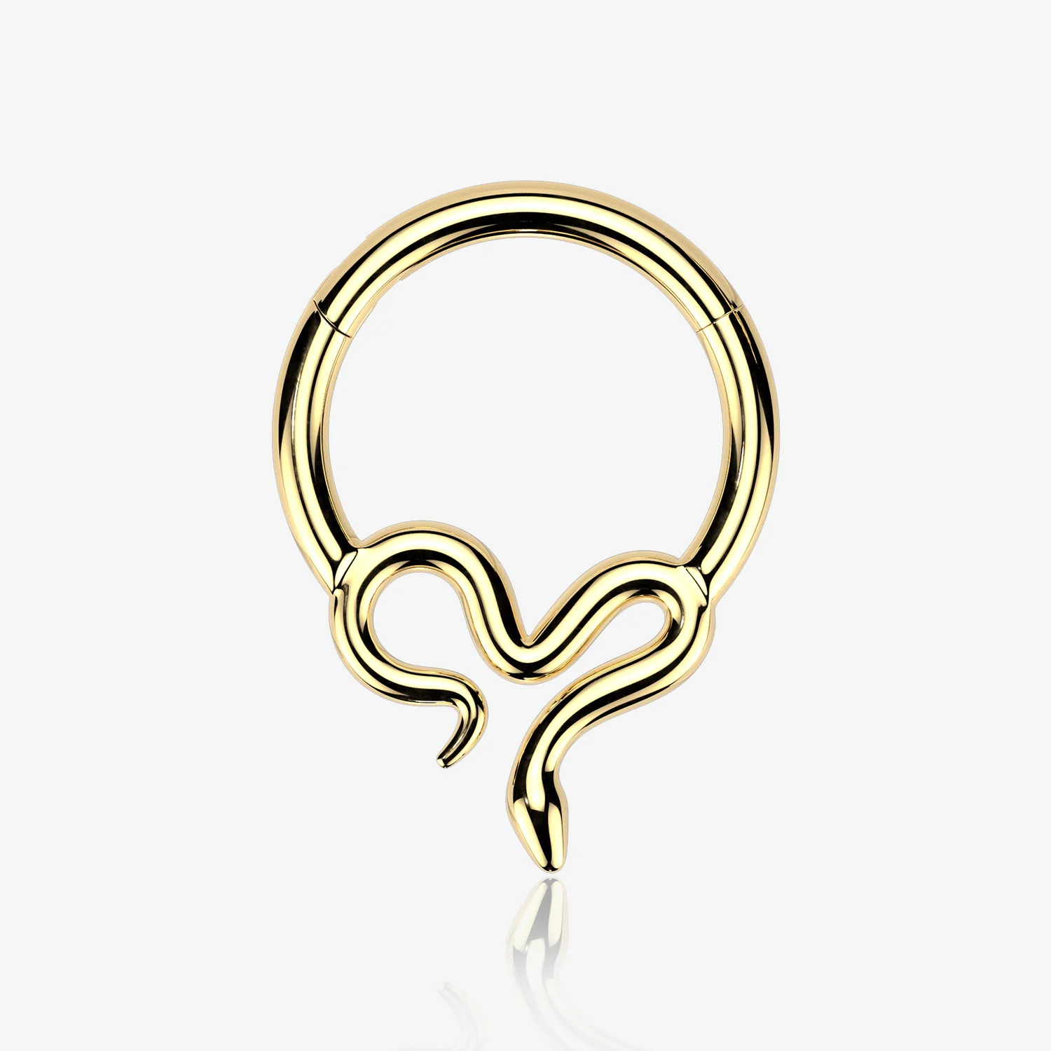 Implant Grade Titanium Golden Slithering Snake Clicker Hoop Ring