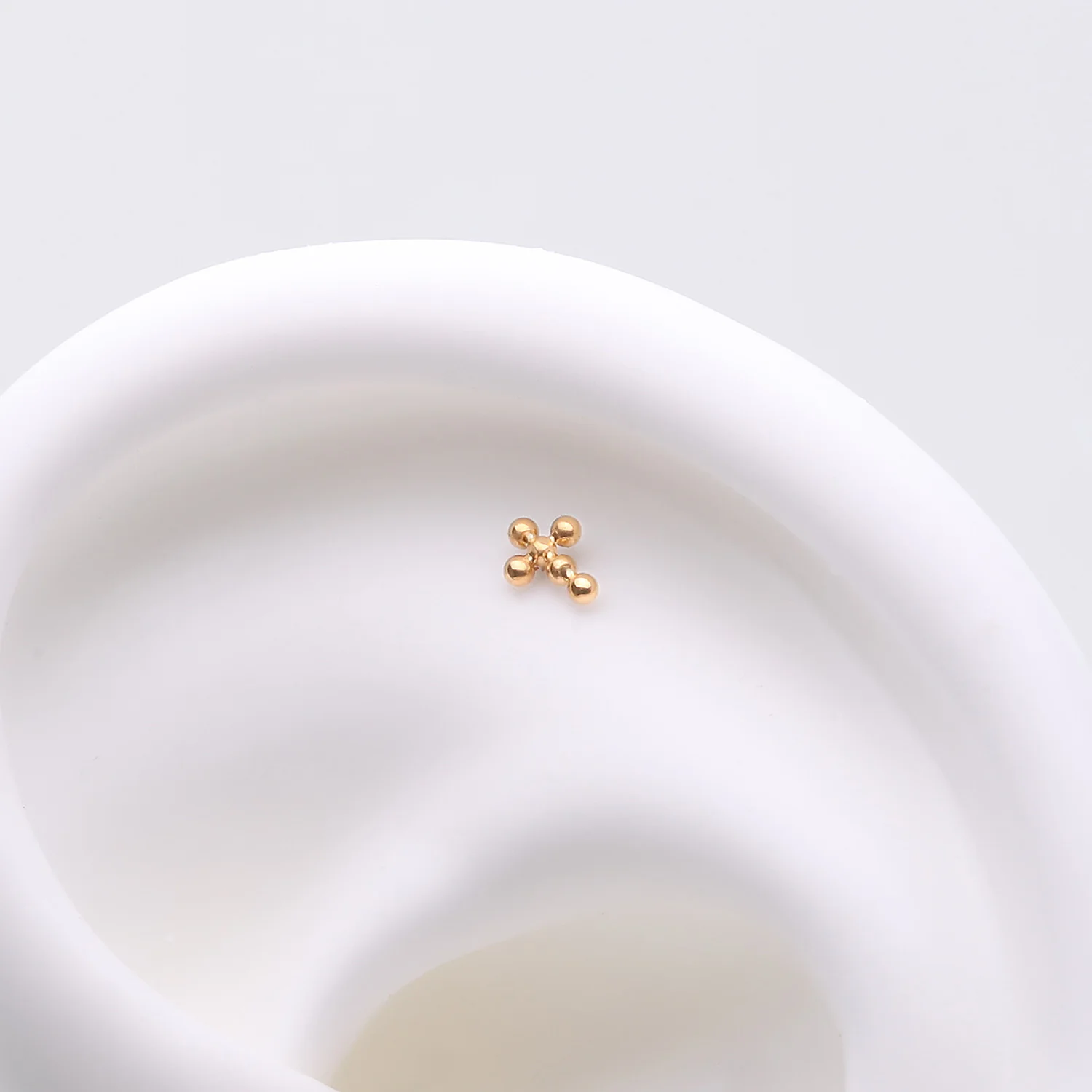 Implant Grade Titanium OneFit Threadless Golden Beaded Ball Cross Top Part - Image 2