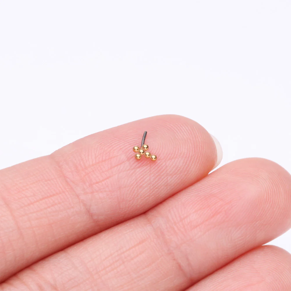 Implant Grade Titanium OneFit Threadless Golden Beaded Ball Cross Top Part - Image 3