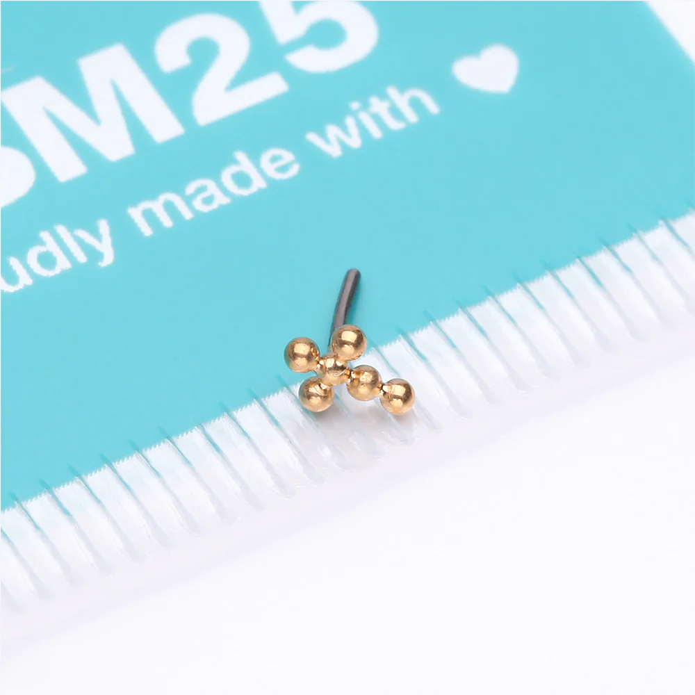 Implant Grade Titanium OneFit Threadless Golden Beaded Ball Cross Top Part - Image 4