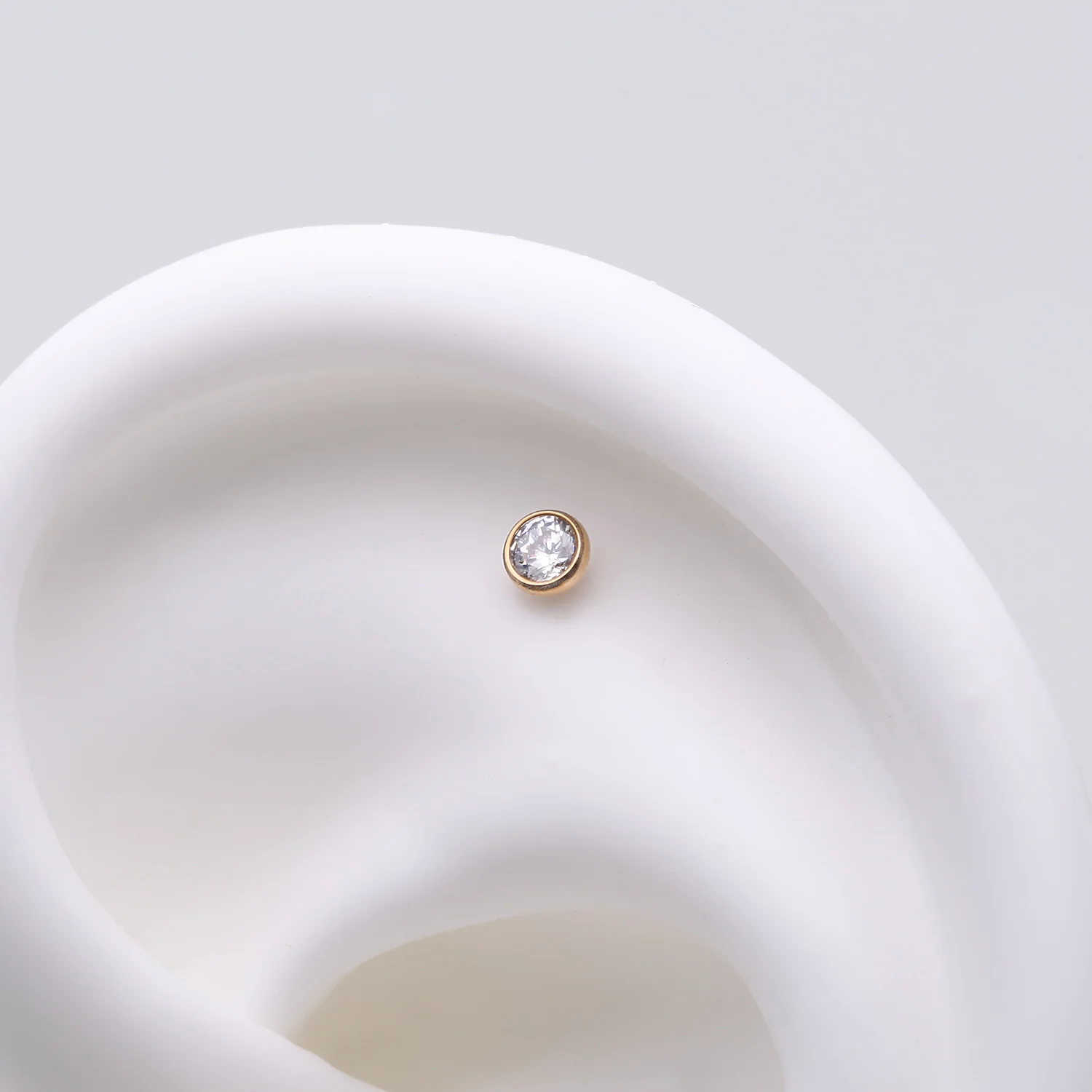 Implant Grade Titanium OneFit Threadless Golden Bezel Set Sparkle Gem Top Part - Image 2