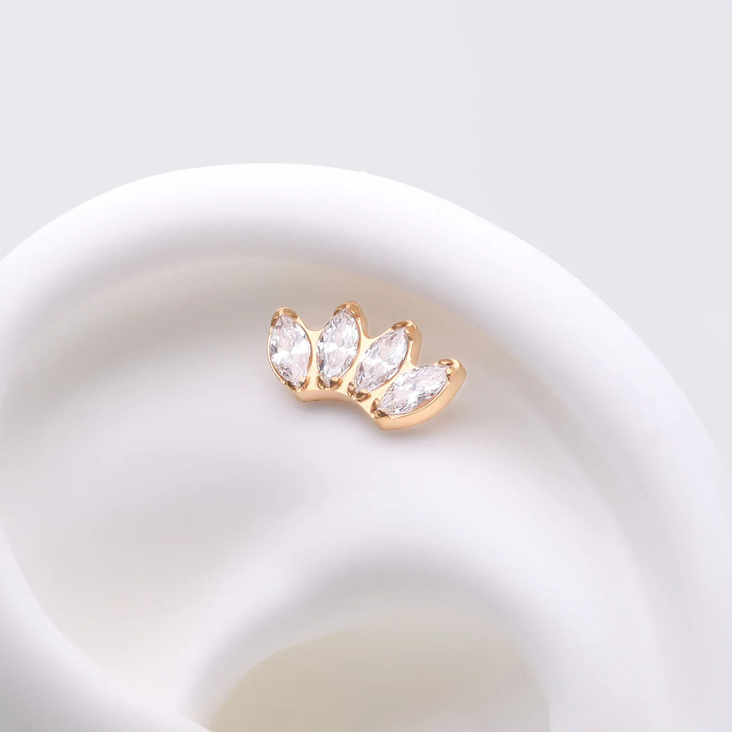 Implant Grade Titanium OneFit Threadless Golden Brilliant Marquise Sparkle Fan Top Part - Image 2