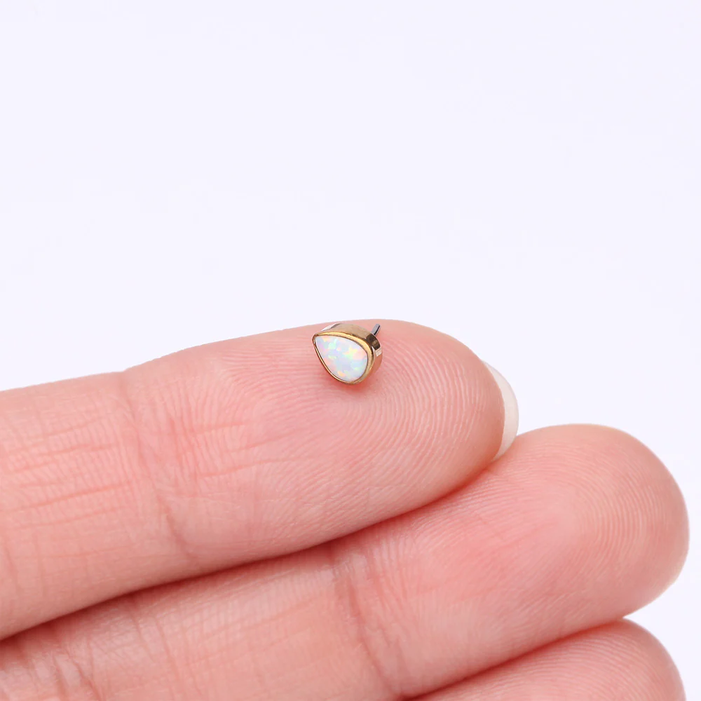 Implant Grade Titanium OneFit Threadless Golden Fire Opal Teardrop Top Part - Image 3