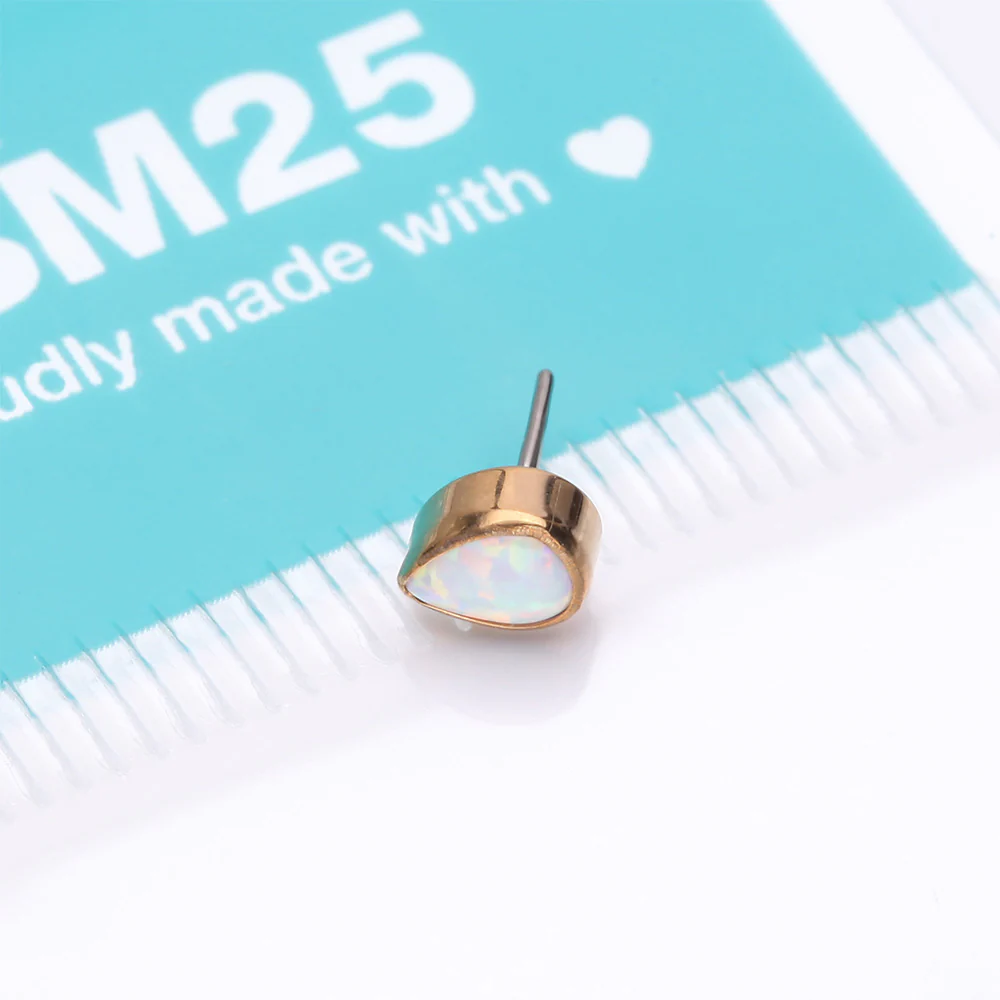 Implant Grade Titanium OneFit Threadless Golden Fire Opal Teardrop Top Part - Image 4